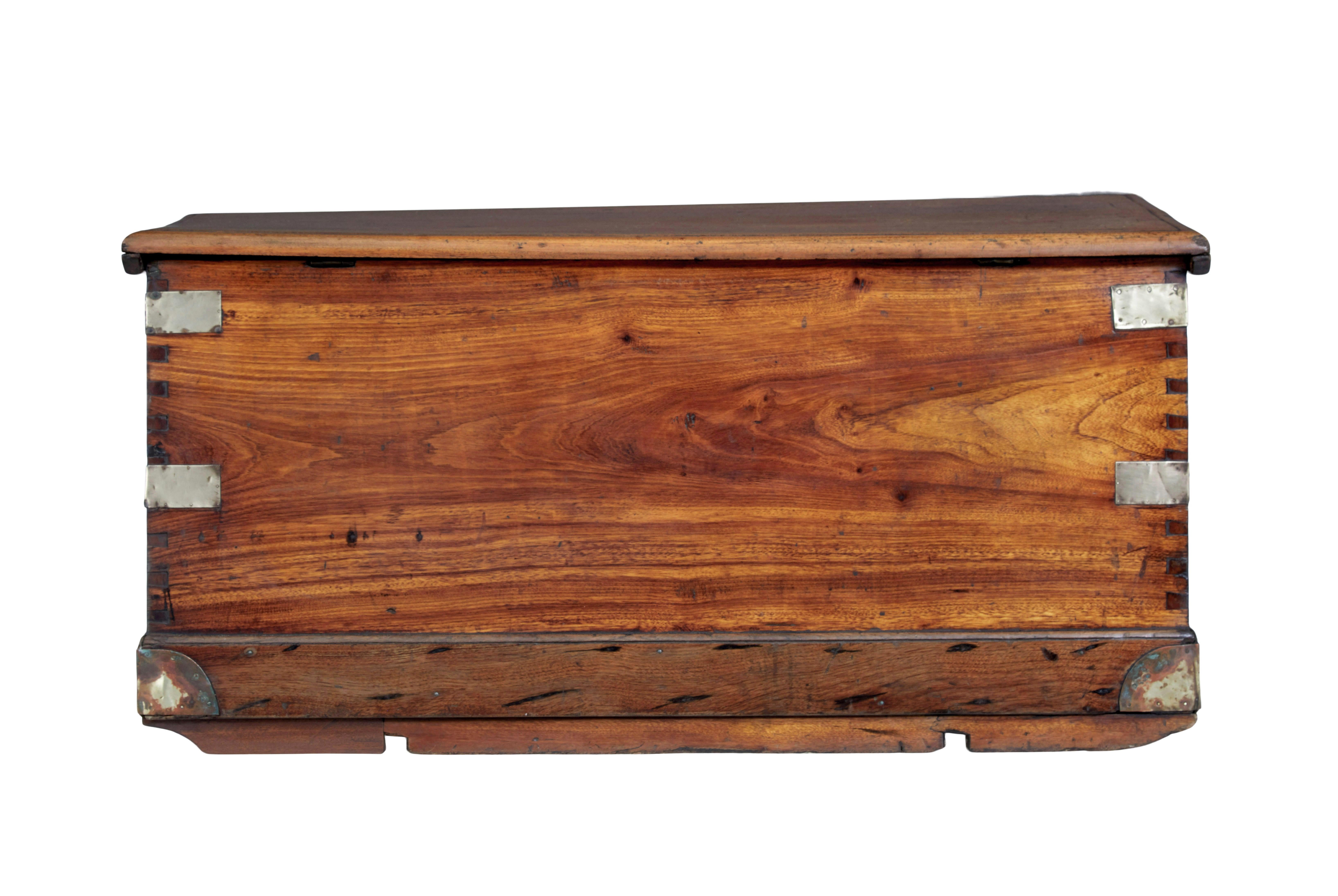 Hand-Carved 19th Century continental mahogany maritime chest