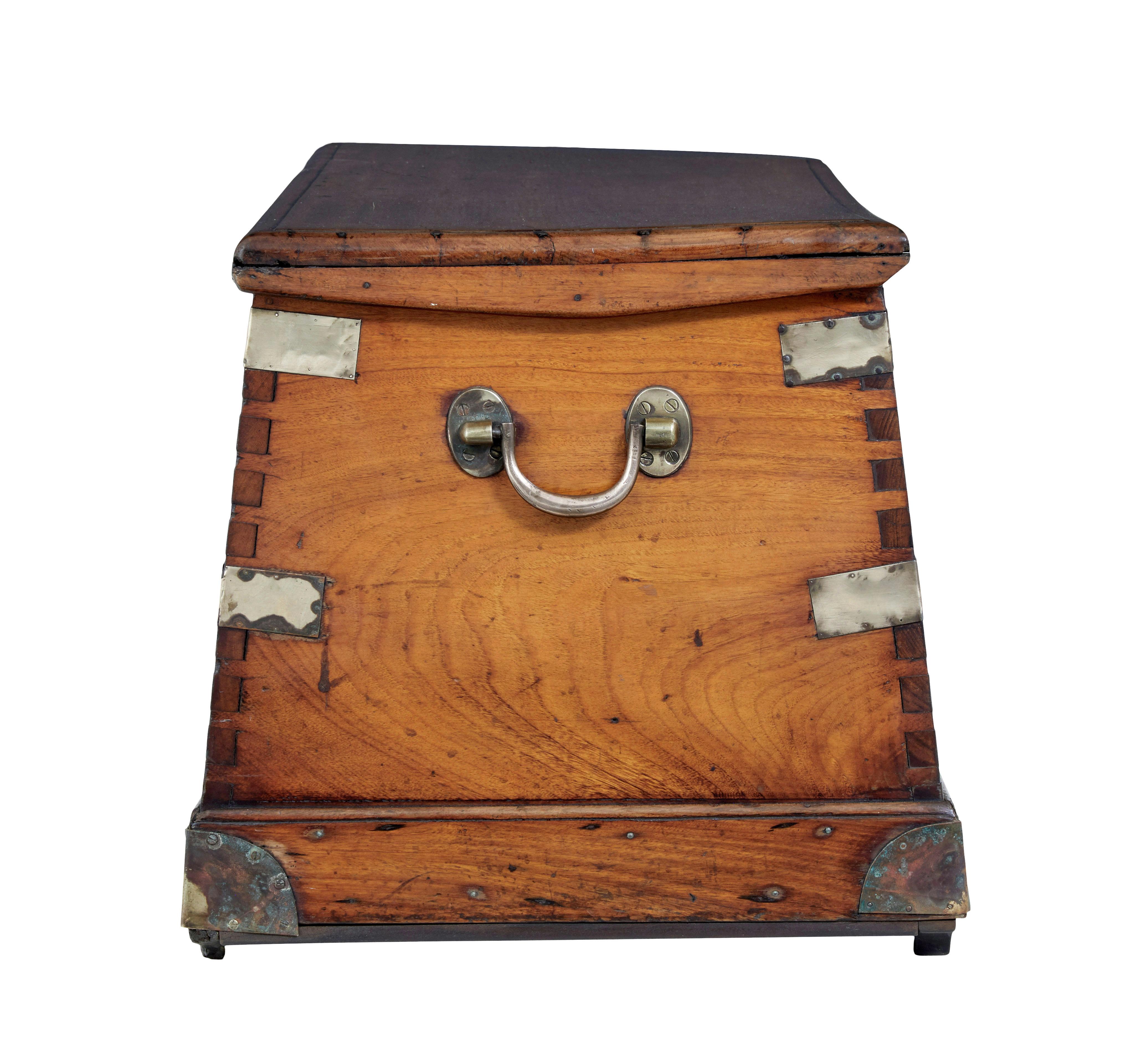 19th century continental mahogany maritime chest In Good Condition In Debenham, Suffolk