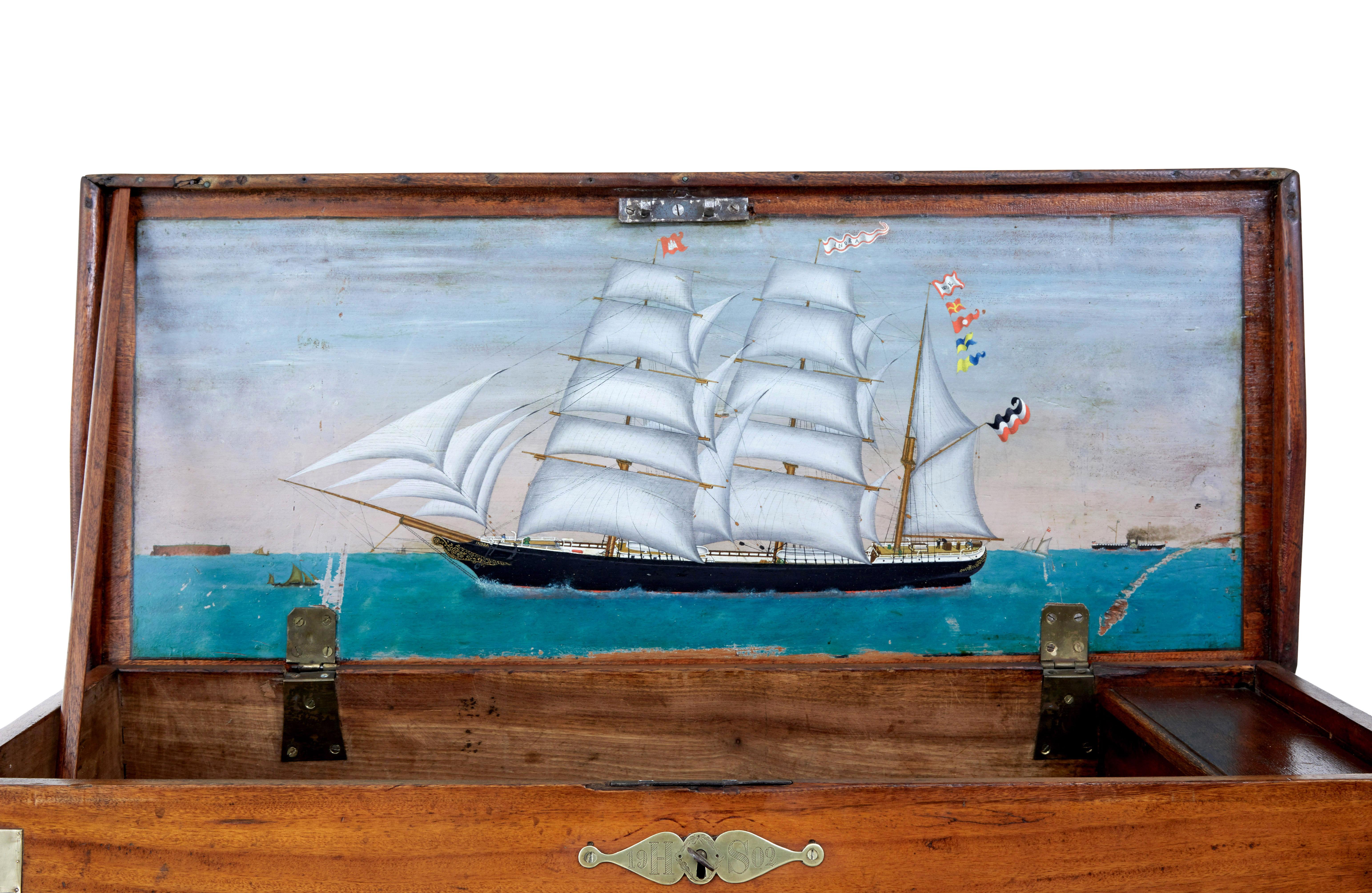 19th Century continental mahogany maritime chest 1