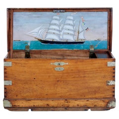 Antique 19th Century continental mahogany maritime chest