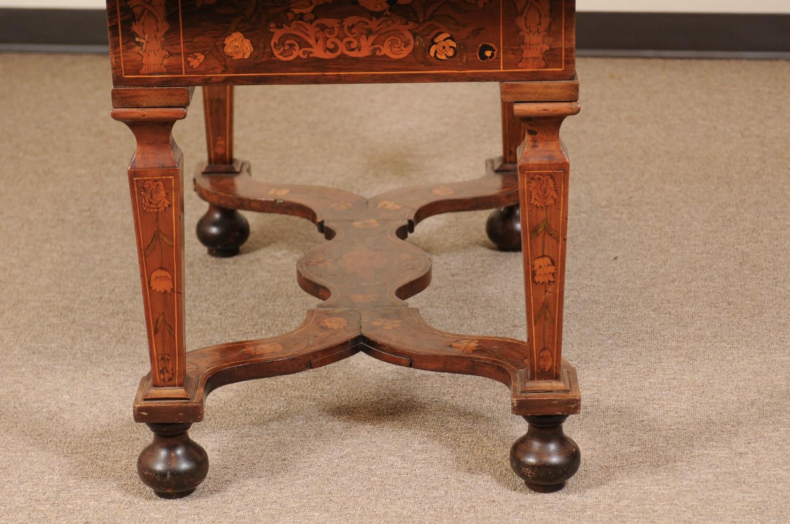 Boxwood 19th Century Continental Marquetry Inlaid Center Table For Sale