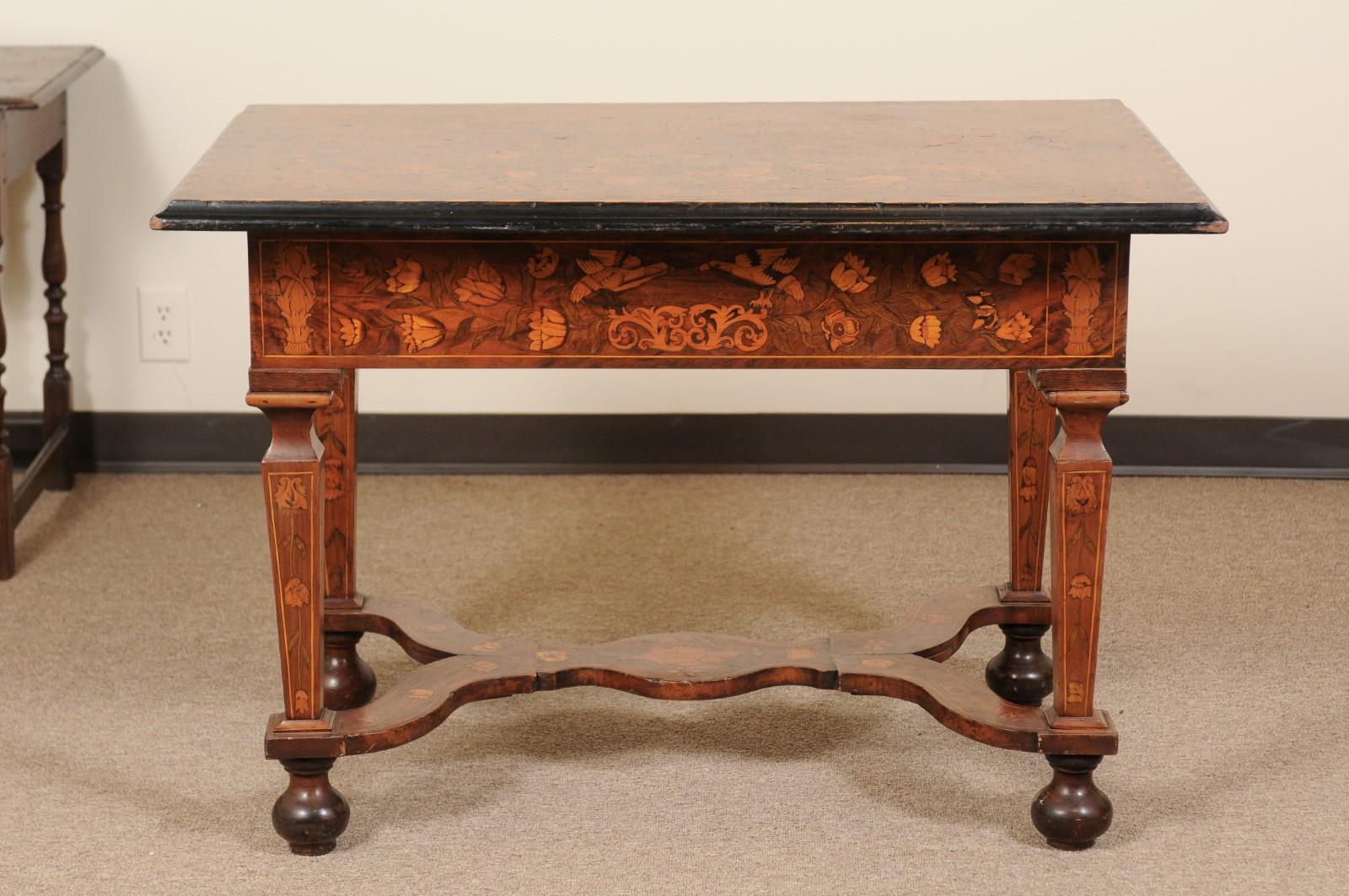 19th Century Continental Marquetry Inlaid Center Table For Sale 1