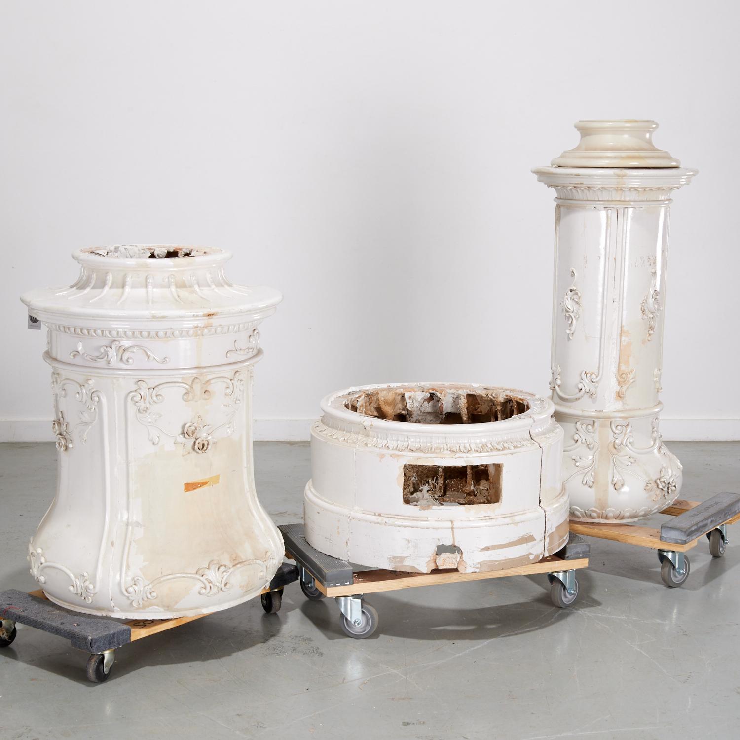 Brass 19th-Century Continental Neoclassic Faience Stove from the Iris Apfel Collection For Sale