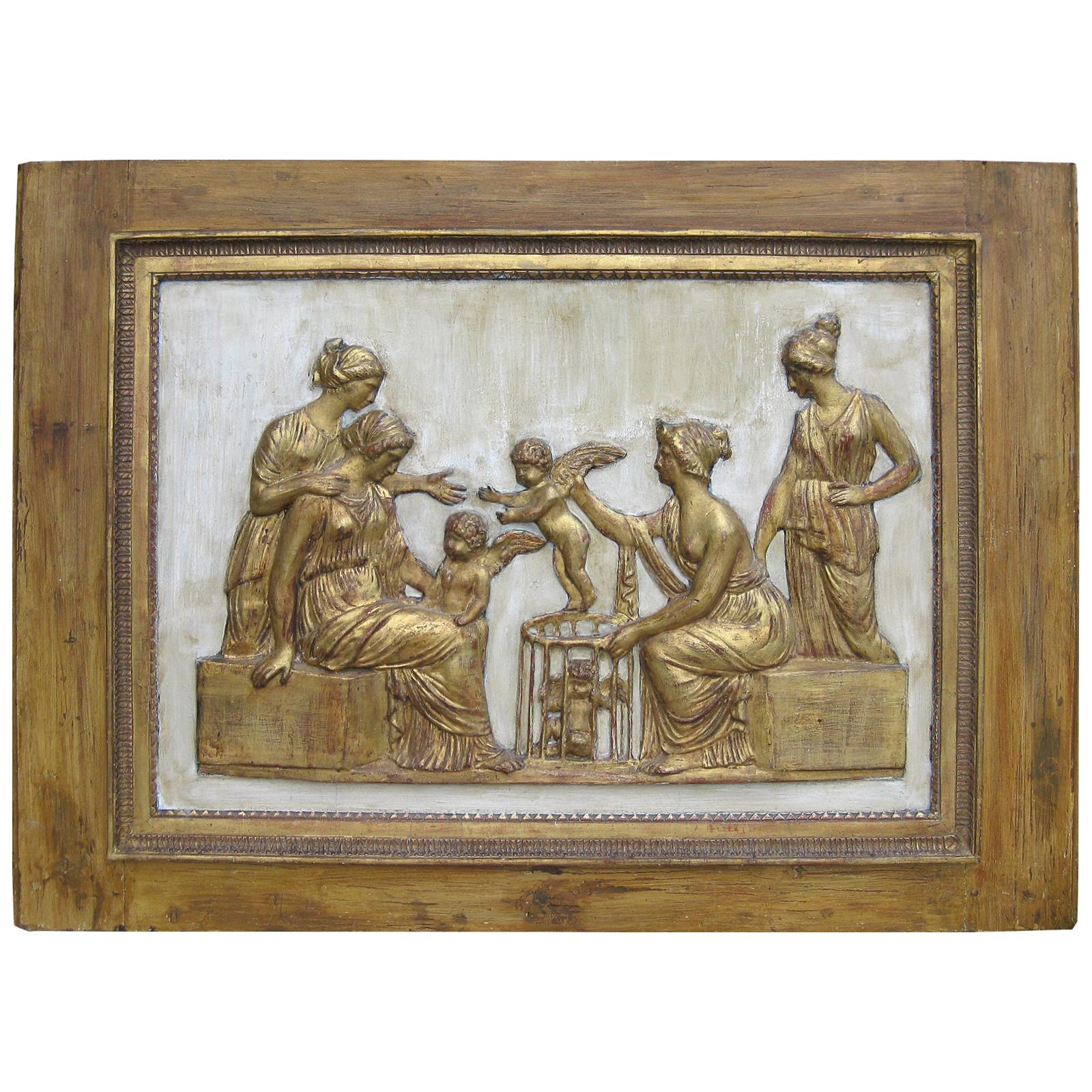 19th Century Continental Neoclassical Molded Plaster Relief Plaque