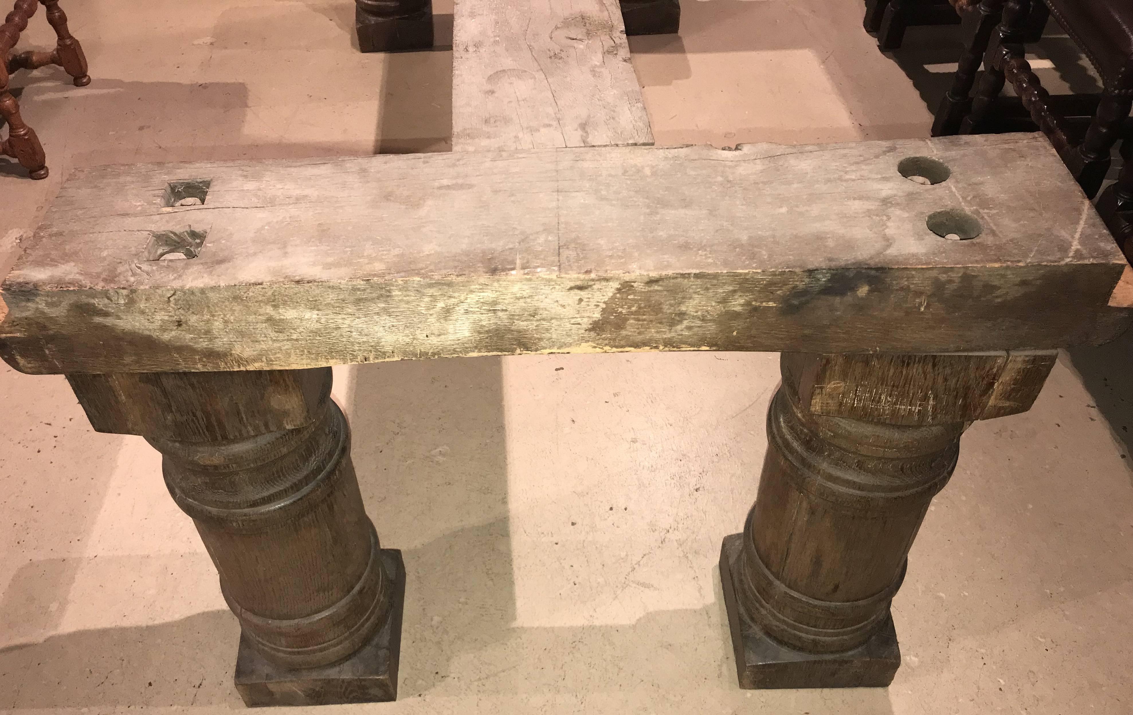 19th Century Continental Oak Refectory Table with Turned Leg Base 4