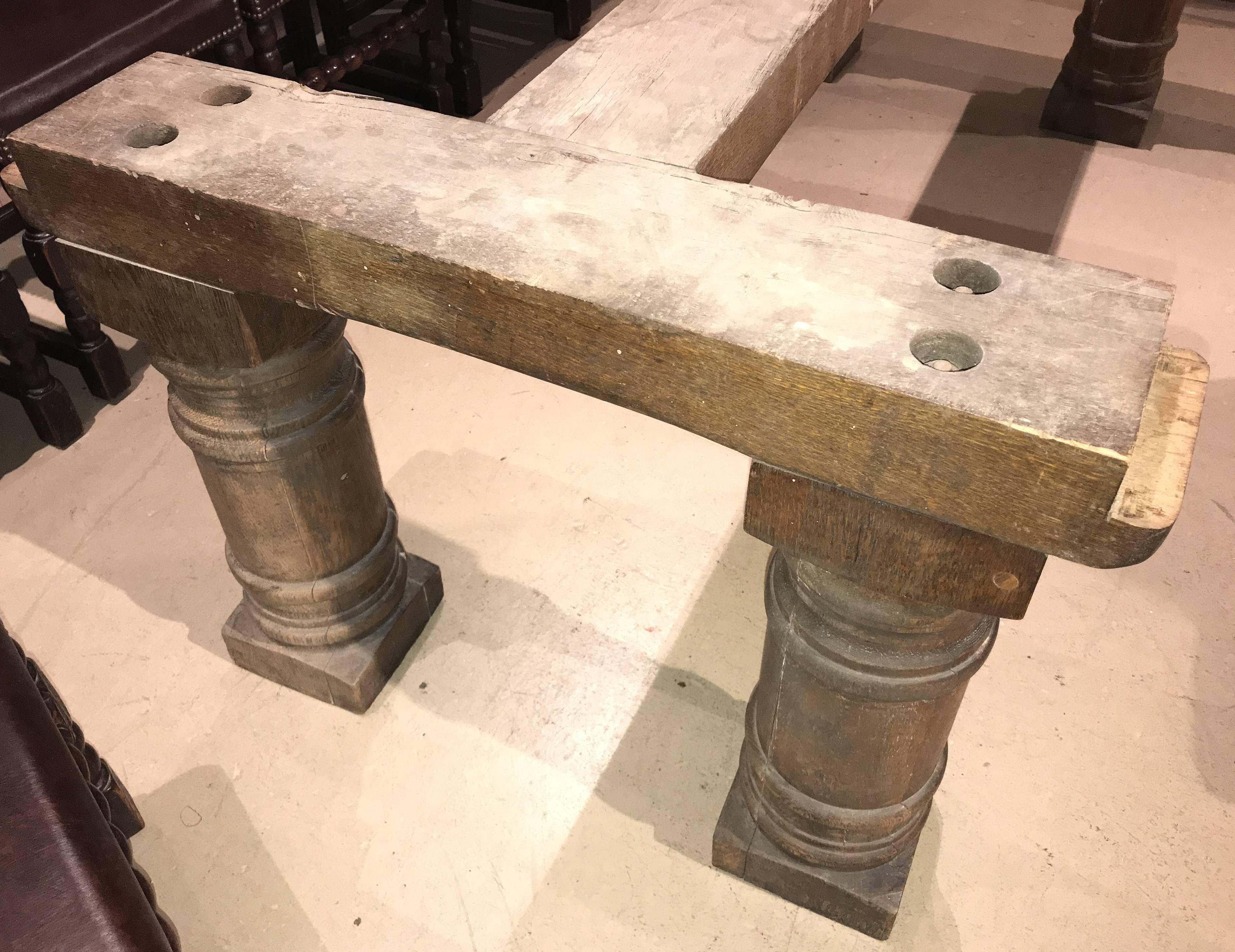 19th Century Continental Oak Refectory Table with Turned Leg Base 6