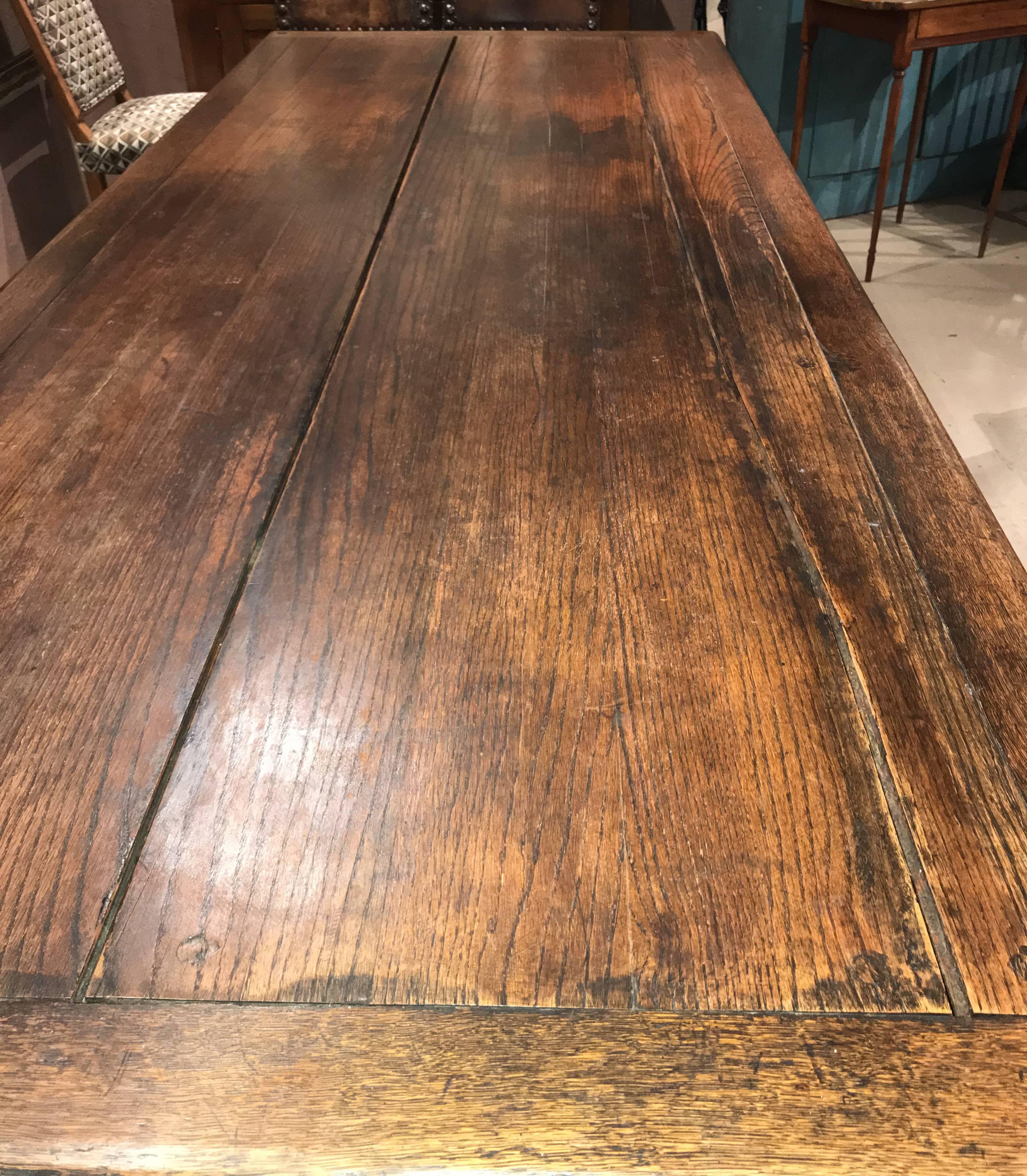 European 19th Century Continental Oak Refectory Table with Turned Leg Base