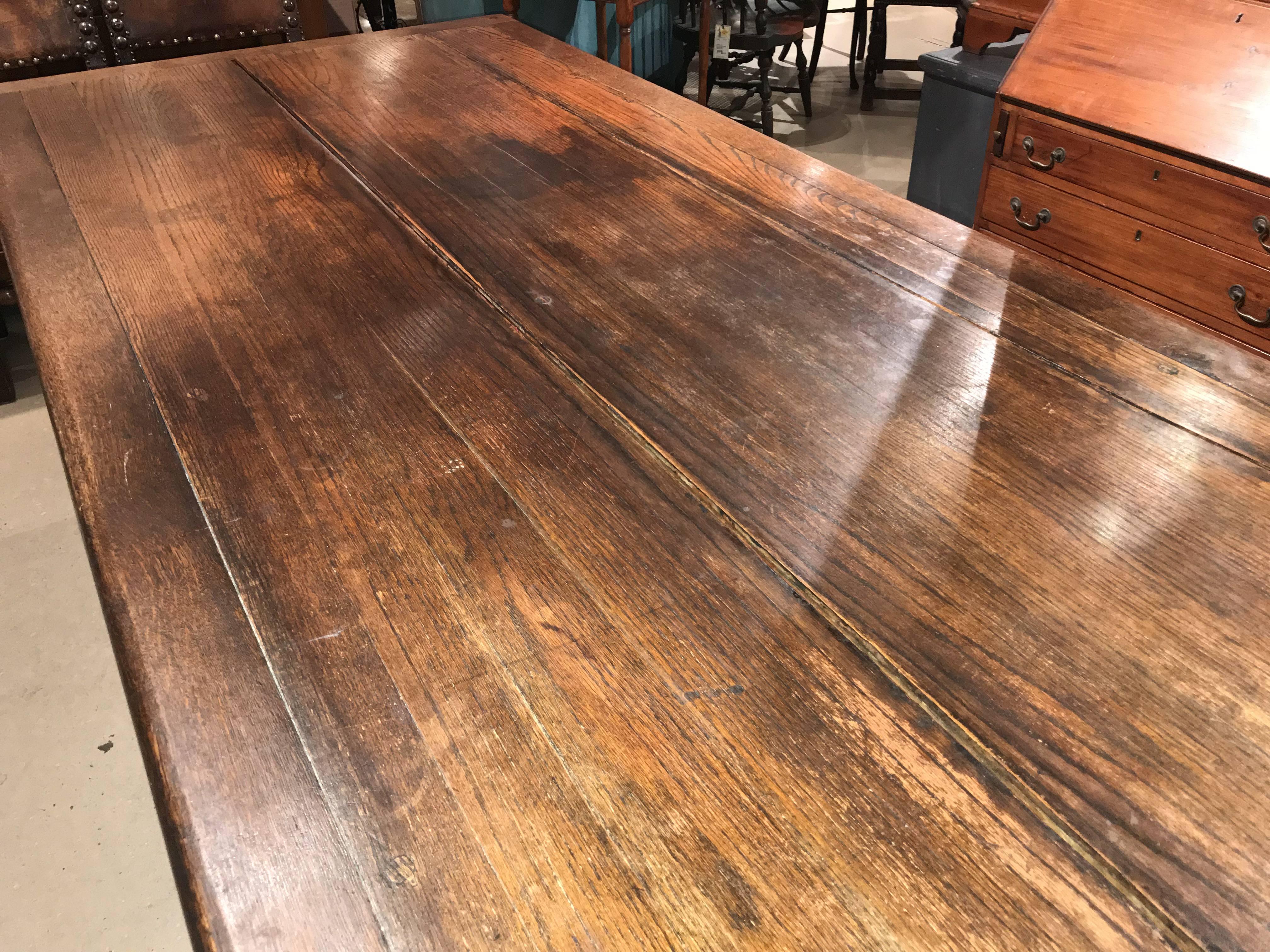 19th Century Continental Oak Refectory Table with Turned Leg Base 1