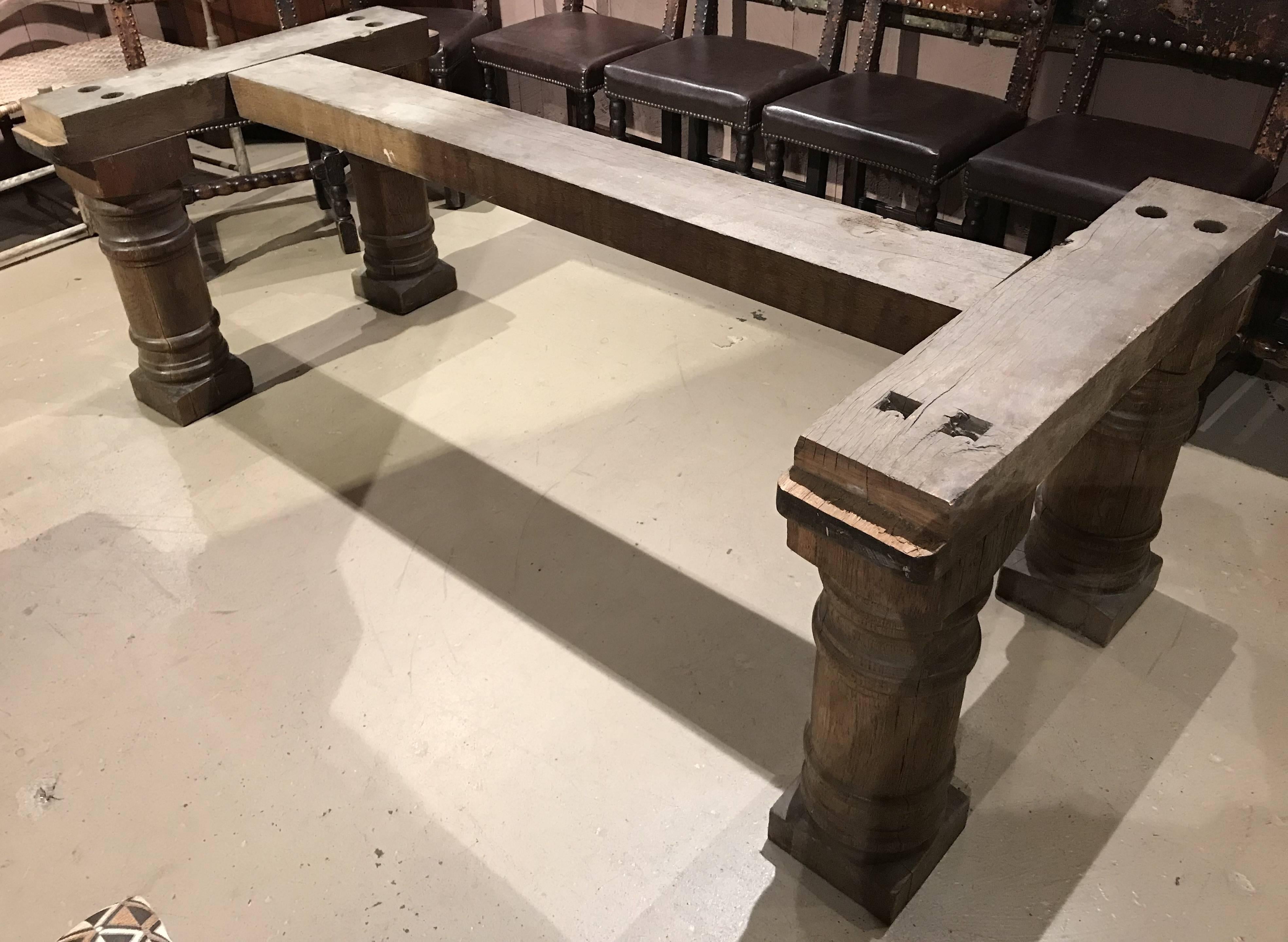 19th Century Continental Oak Refectory Table with Turned Leg Base 3