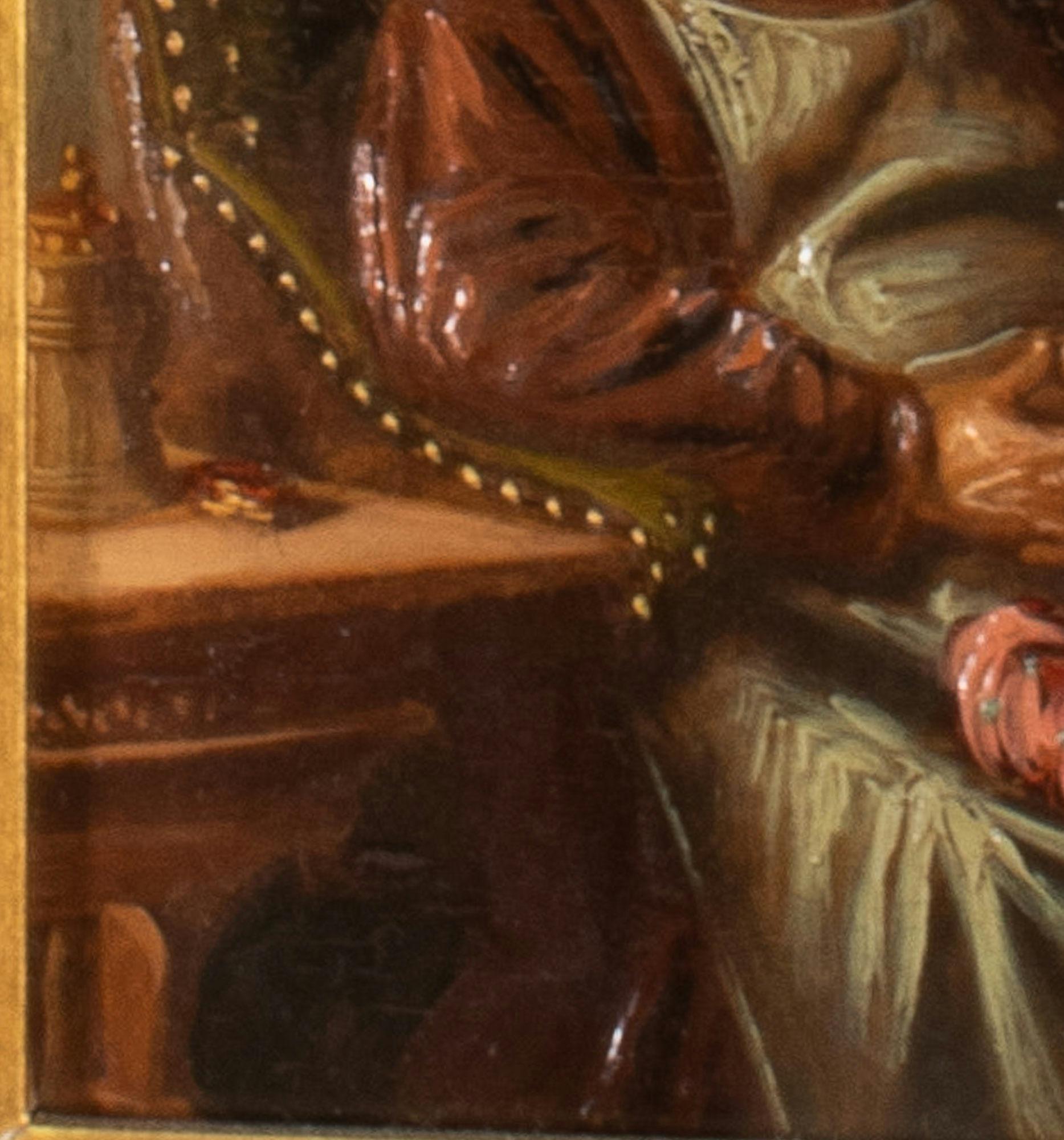 Kontinentales Ölgemälde auf Karton, Monk, Rauchen eine Zigaretten, 19. Jahrhundert (Handbemalt) im Angebot