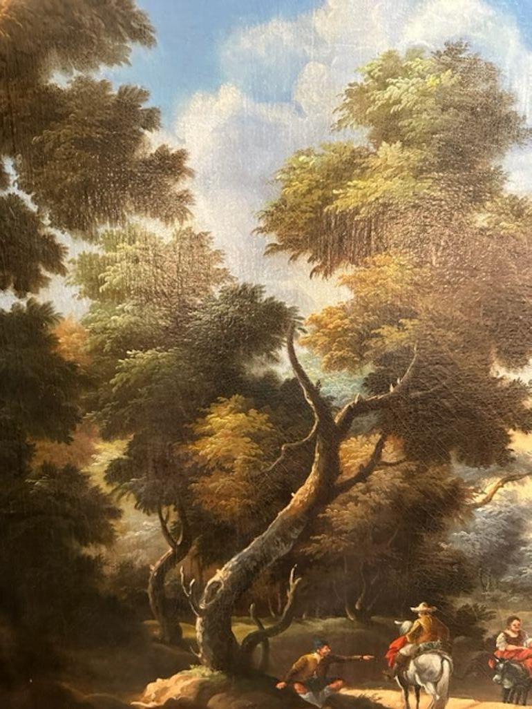 Peinture à l'huile sur toile du XIXe siècle dans un cadre en bois doré en vente 3