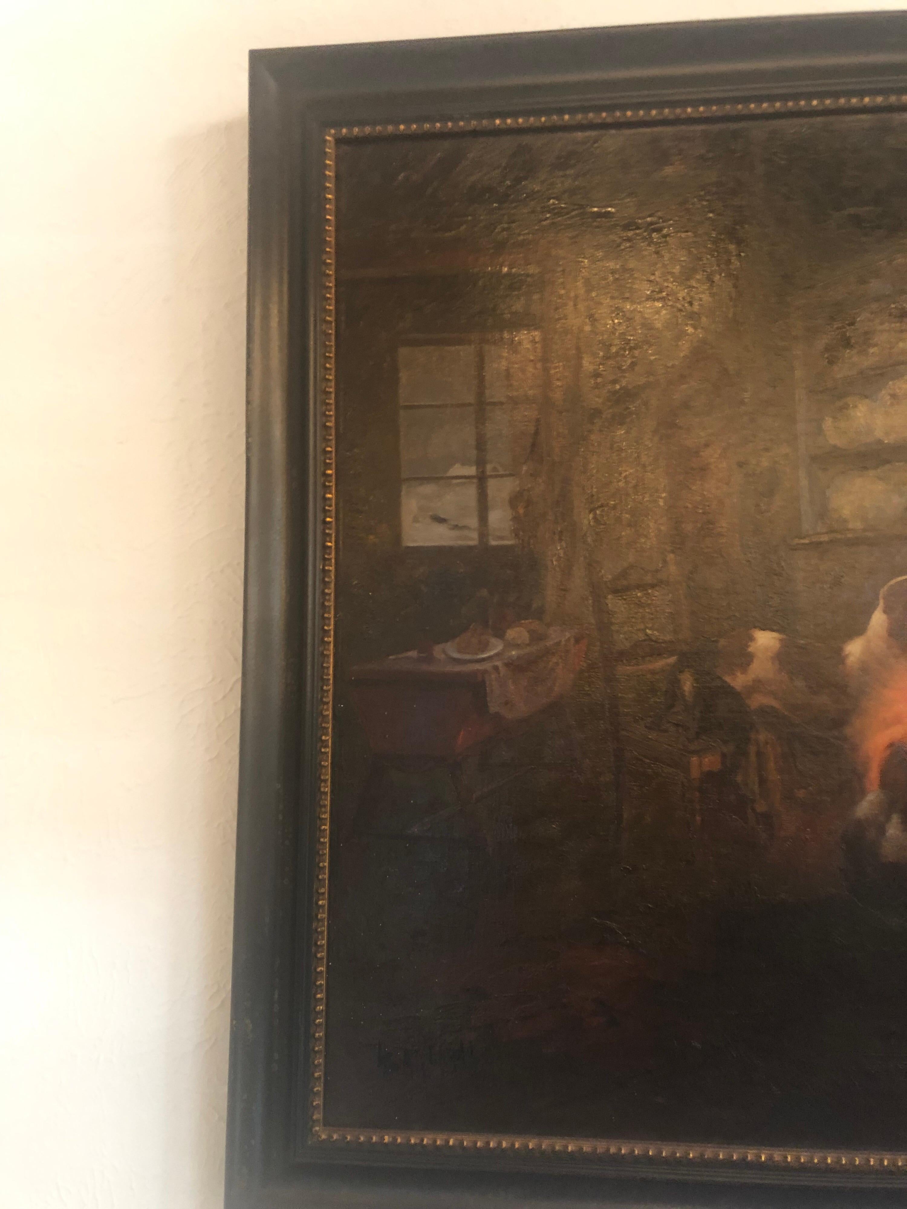 19th Century Continental Oil Painting on Canvas In Good Condition In Dallas, TX