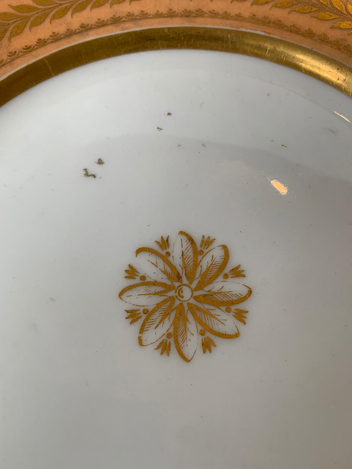 19th Century Continental Porcelain Plate, Gilt Details, Faint X-Impressed Mark For Sale 1