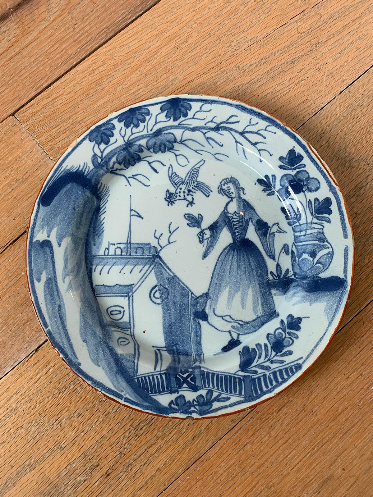 19th century continental possibly German blue and white porcelain round plate.