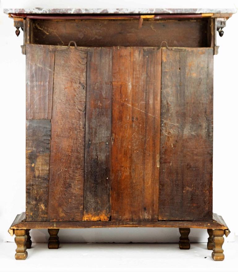 European 19th Century Continental Renaissance Style Carved Oak Bookcase with Marble For Sale