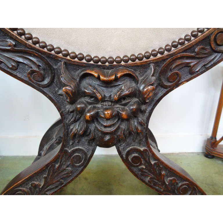 19th Century Continental Renaissance Style Savonarola Chair In Good Condition For Sale In Houston, TX