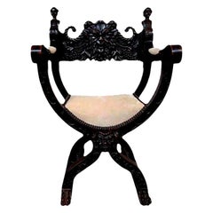 Chaise Savonarola de style Renaissance continentale du 19ème siècle
