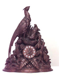 Black Forest Walnut Bird Mantel Clock