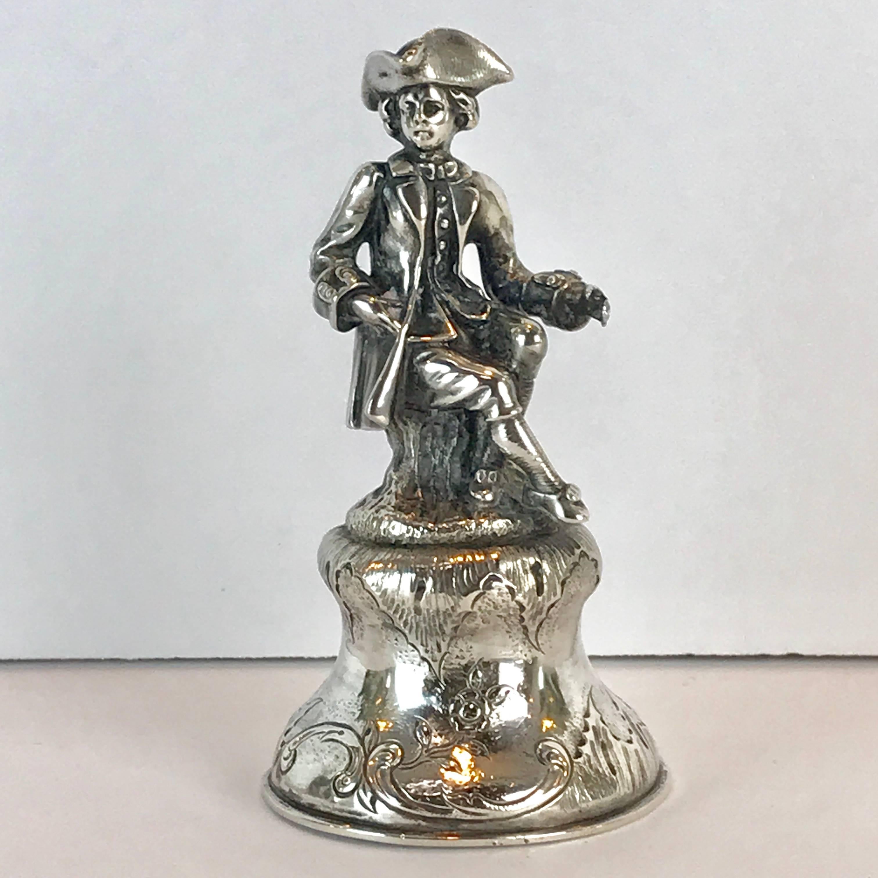 19th Century Continental Silver Figural Bell 7