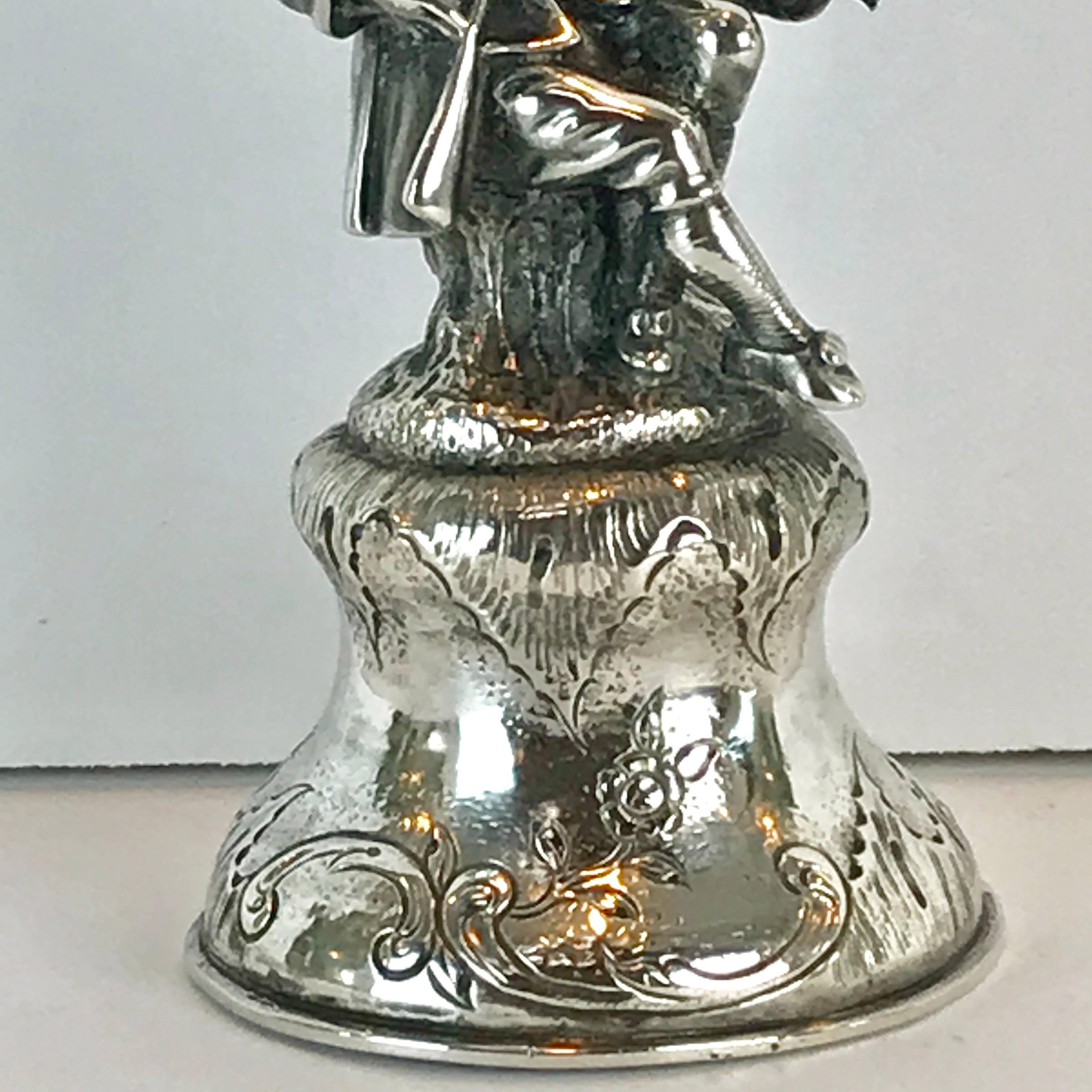 19th Century Continental Silver Figural Bell In Good Condition In West Palm Beach, FL