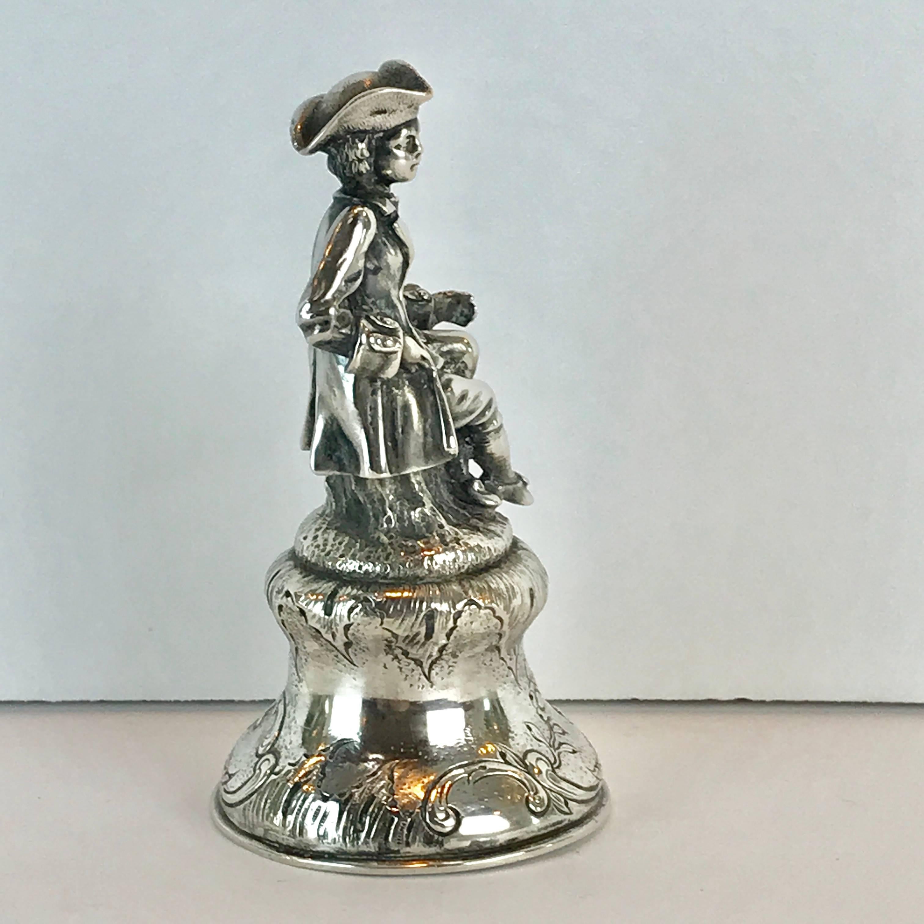19th Century Continental Silver Figural Bell 1