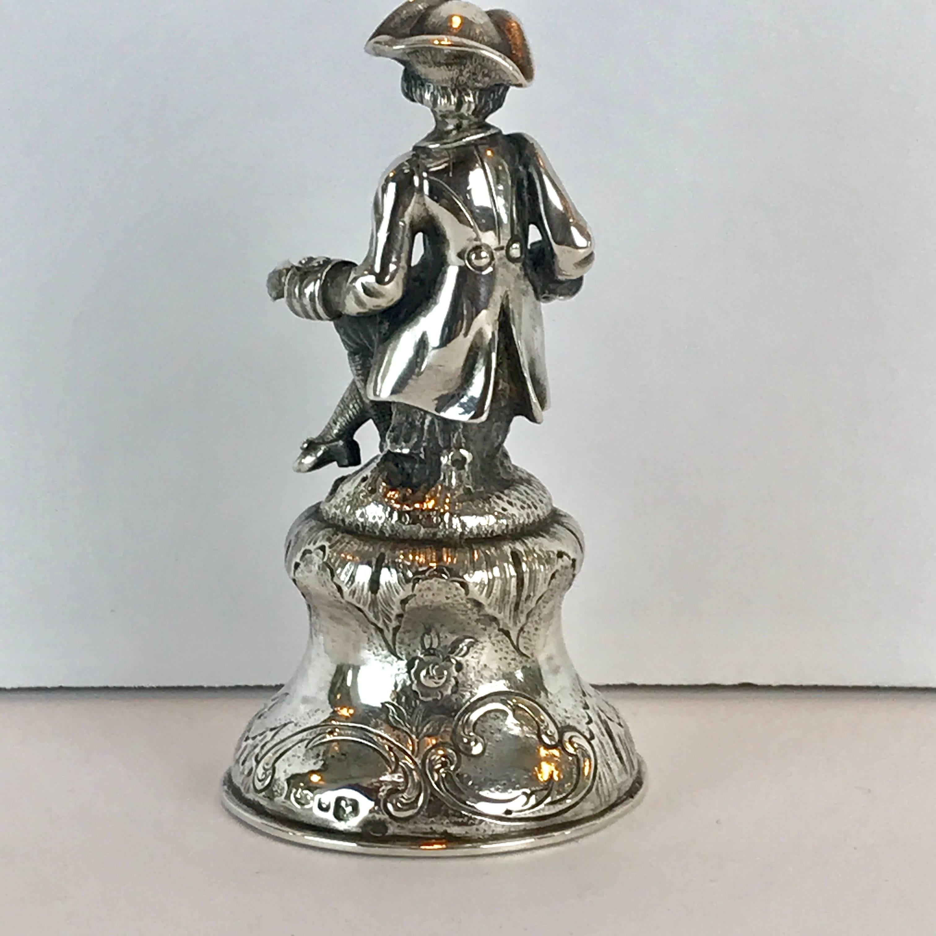 19th Century Continental Silver Figural Bell 2
