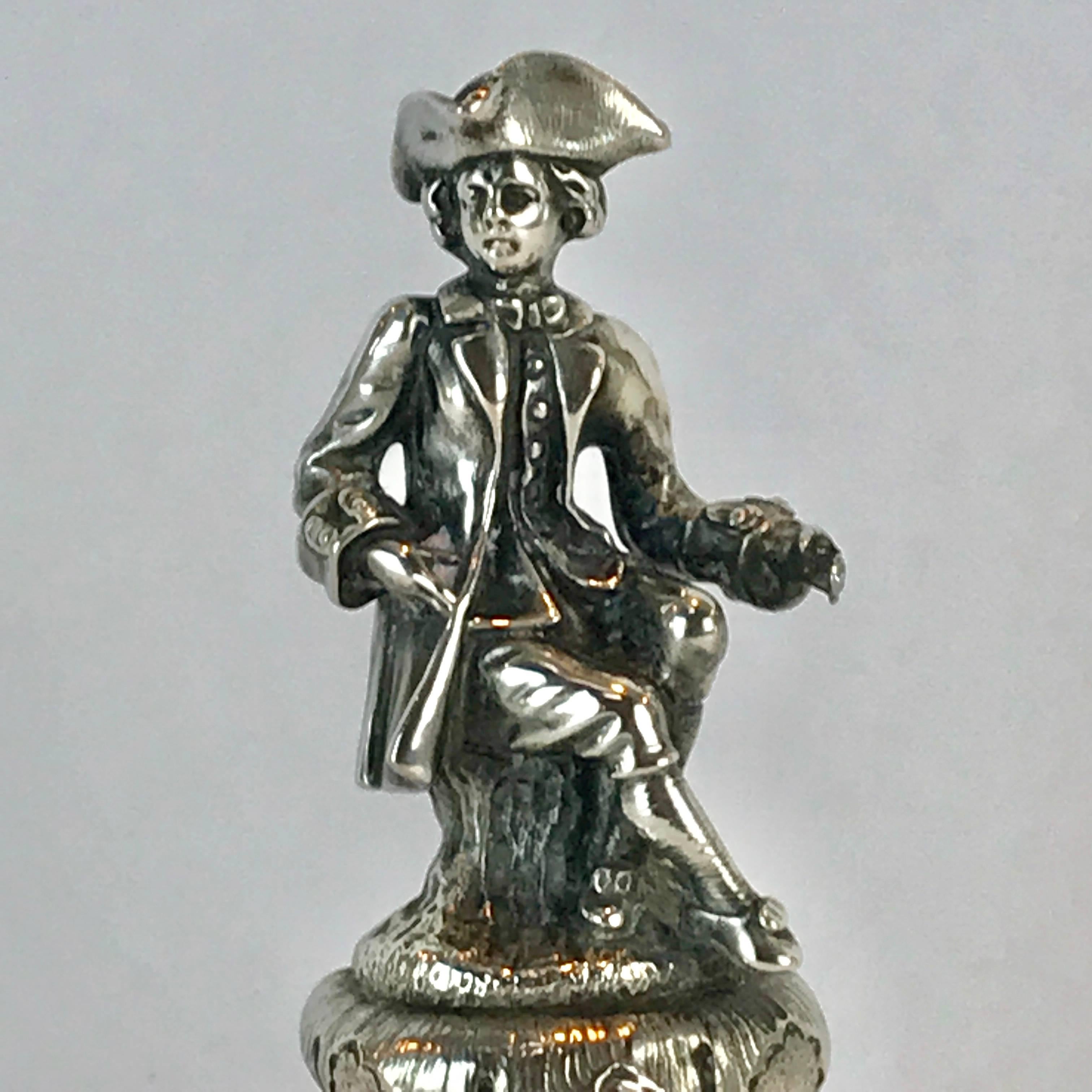 19th Century Continental Silver Figural Bell 5