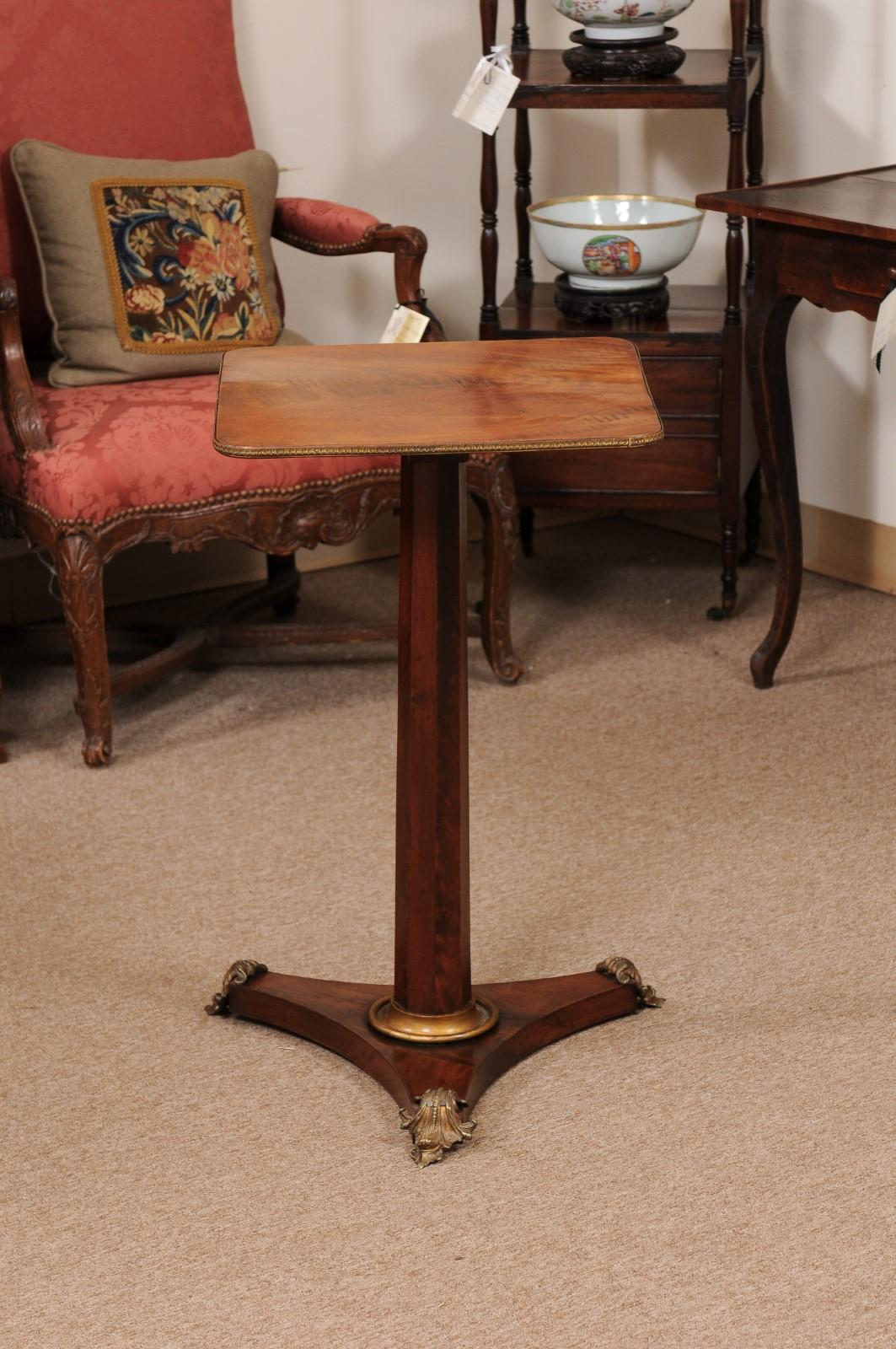 19th Century Continental Square Mahogany Drink Table with Ormalu Mounts In Good Condition For Sale In Atlanta, GA