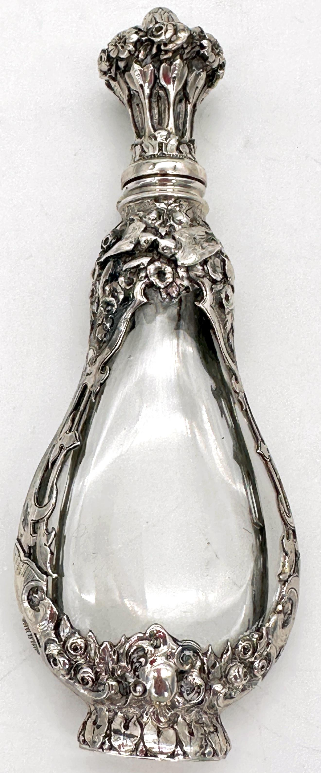 siglo XIX  Frasco de perfume continental de plata de ley y cristal de roca Plata esterlina en venta