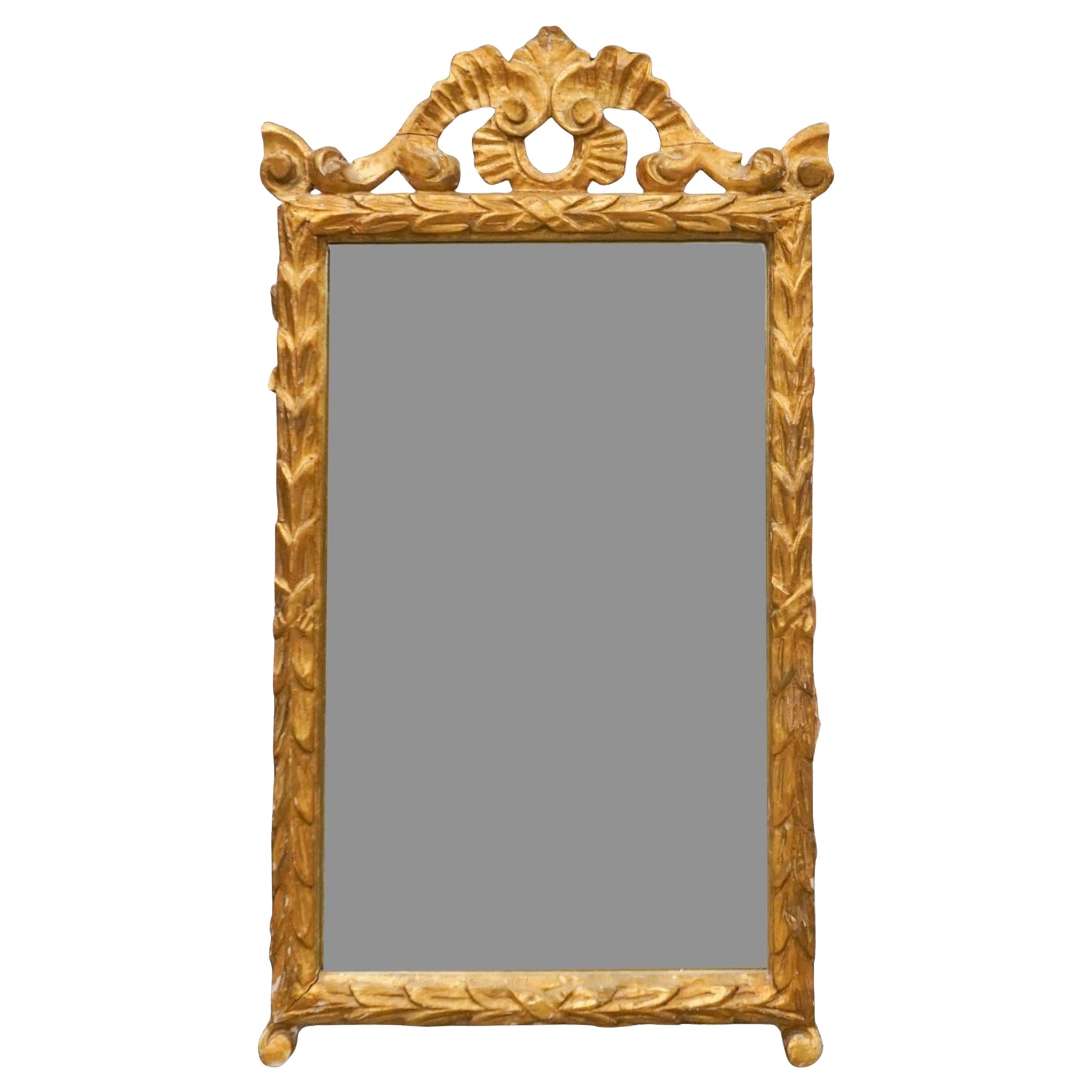Espejo de pared con marco de madera dorada estilo continental del siglo XIX