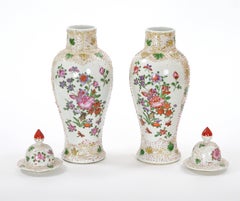 19th Century Continental Style Hand Decorated  Floral details Covered Urn