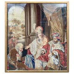 19th Century Continental Tapestry Needlepoint Picture Of A Biblical Scene