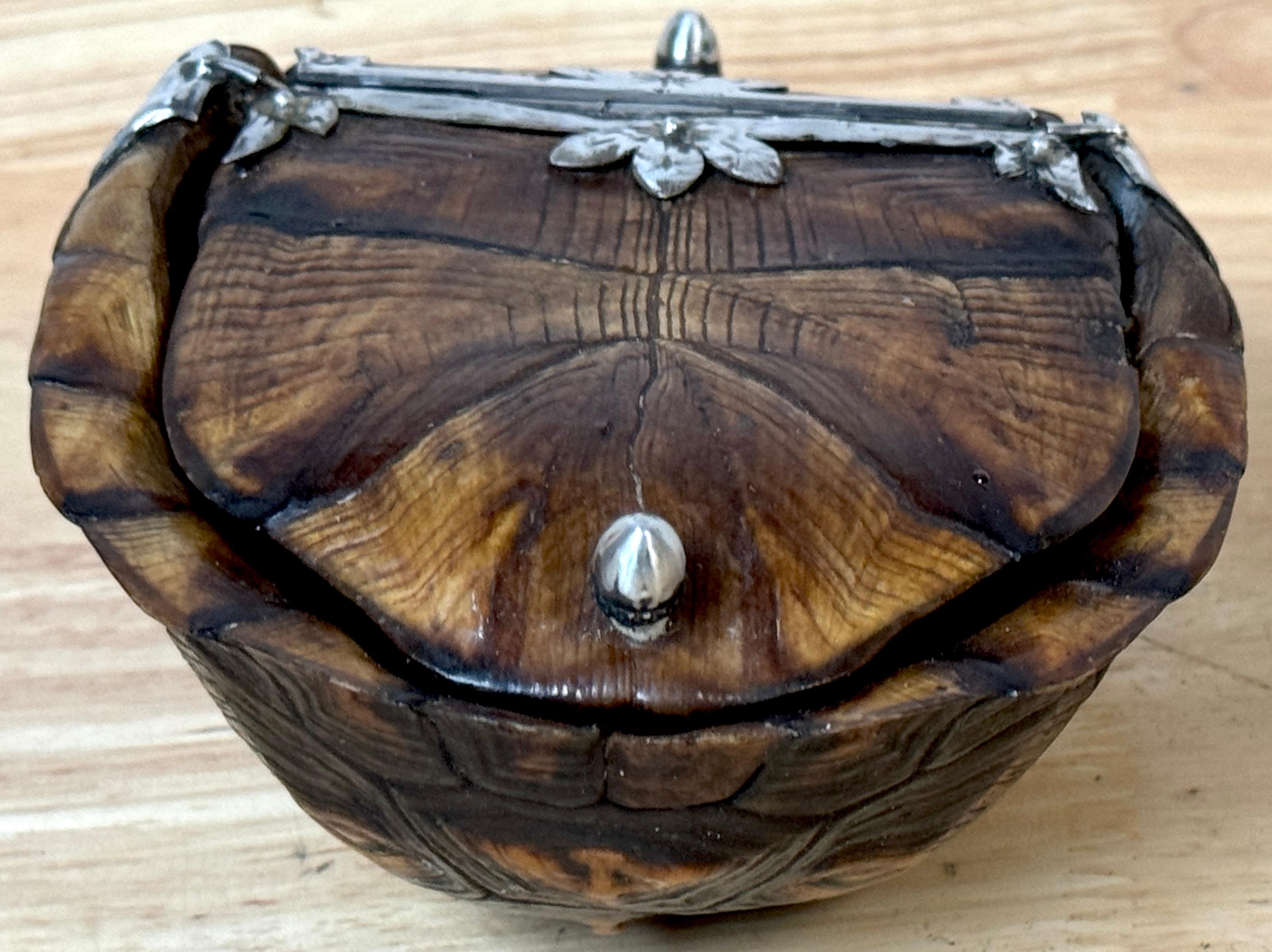 19th Century Continental Tortoise Shell Silver Mounted 2 Compartmented Box In Good Condition For Sale In West Palm Beach, FL