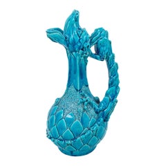 19th Century ContinentalTurquoise Glazed Figural Ewer Attributed to Theodor Deck