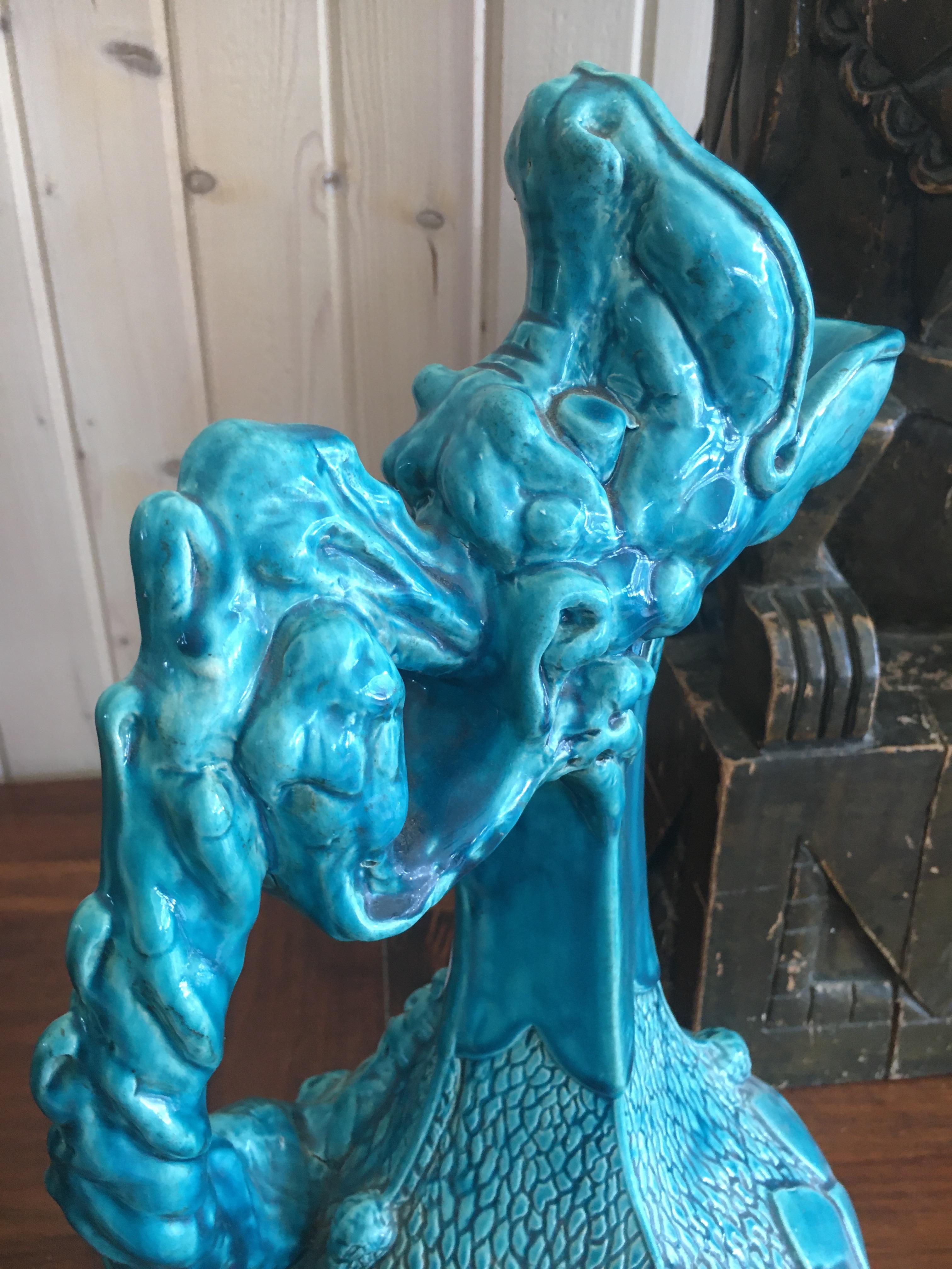 19th Century ContinentalTurquoise Glazed Figural Ewer Attributed to Theodor Deck For Sale 4