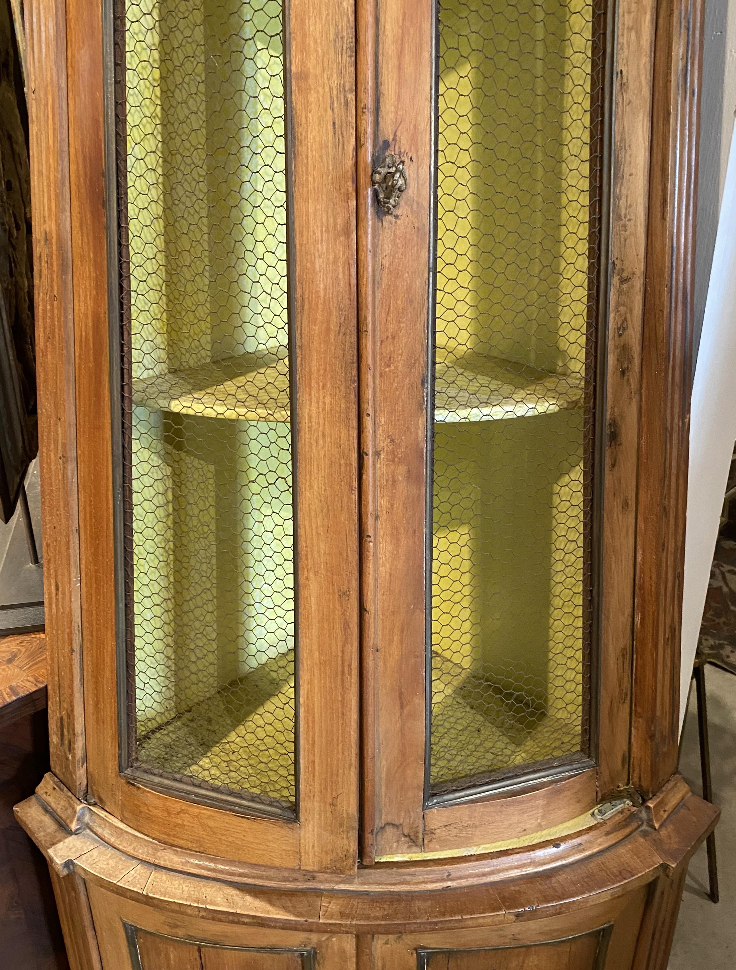 Intagliato a mano Credenza continentale del XIX secolo in pino a due parti con ante in filo metallico in vendita