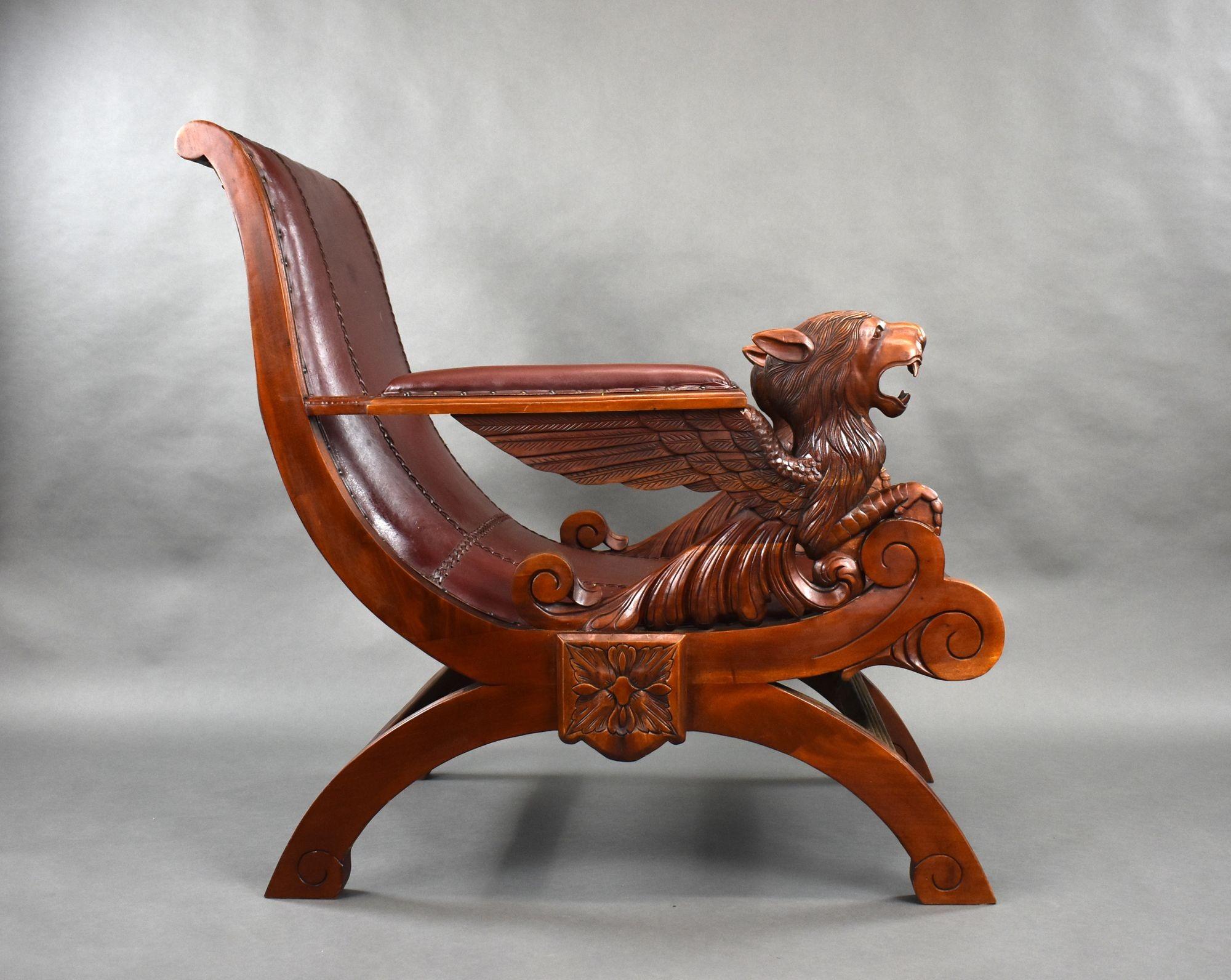 Empire 19th Century Continental Walnut Armchair For Sale