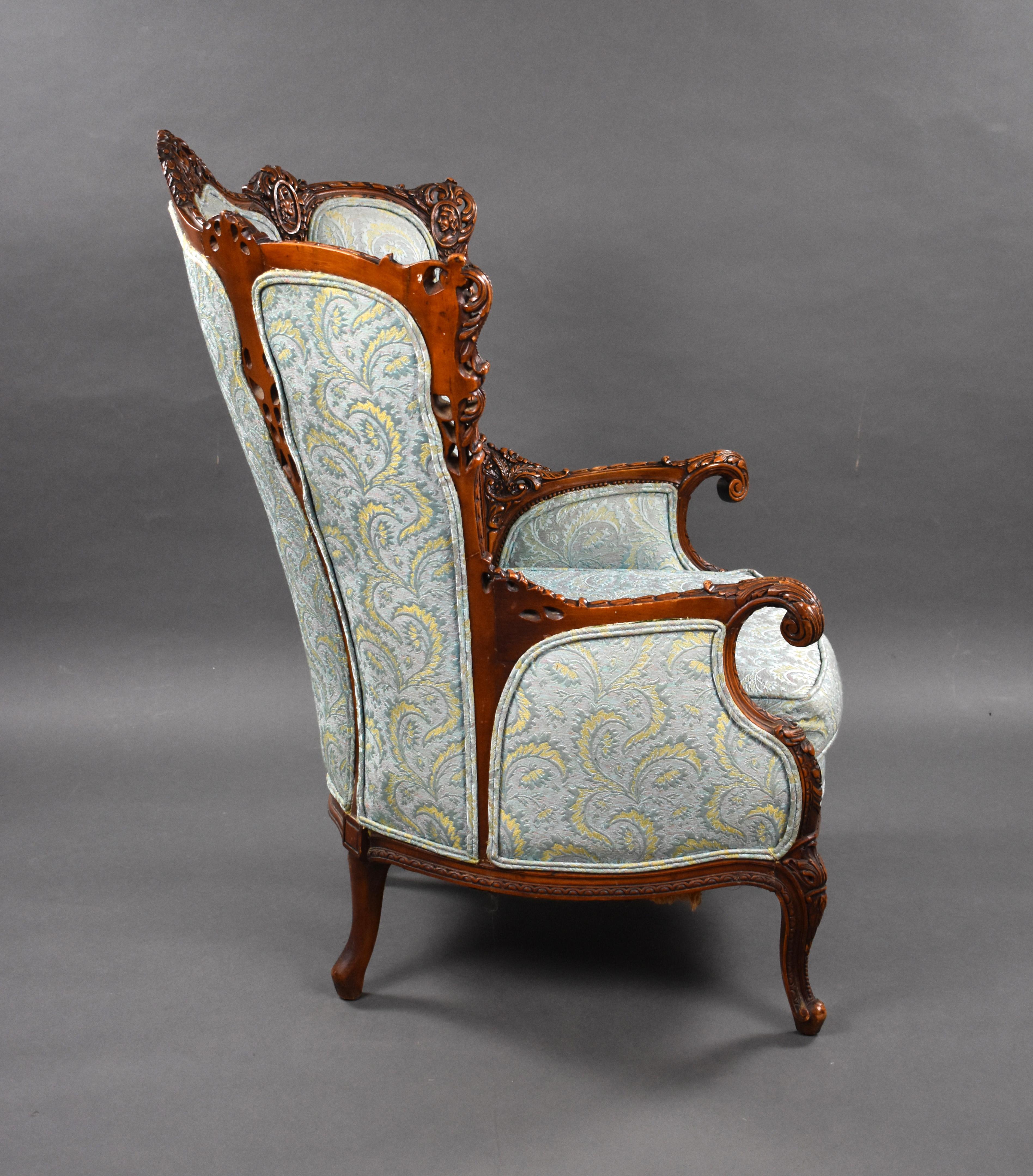English 19th Century Continental Walnut Armchair For Sale