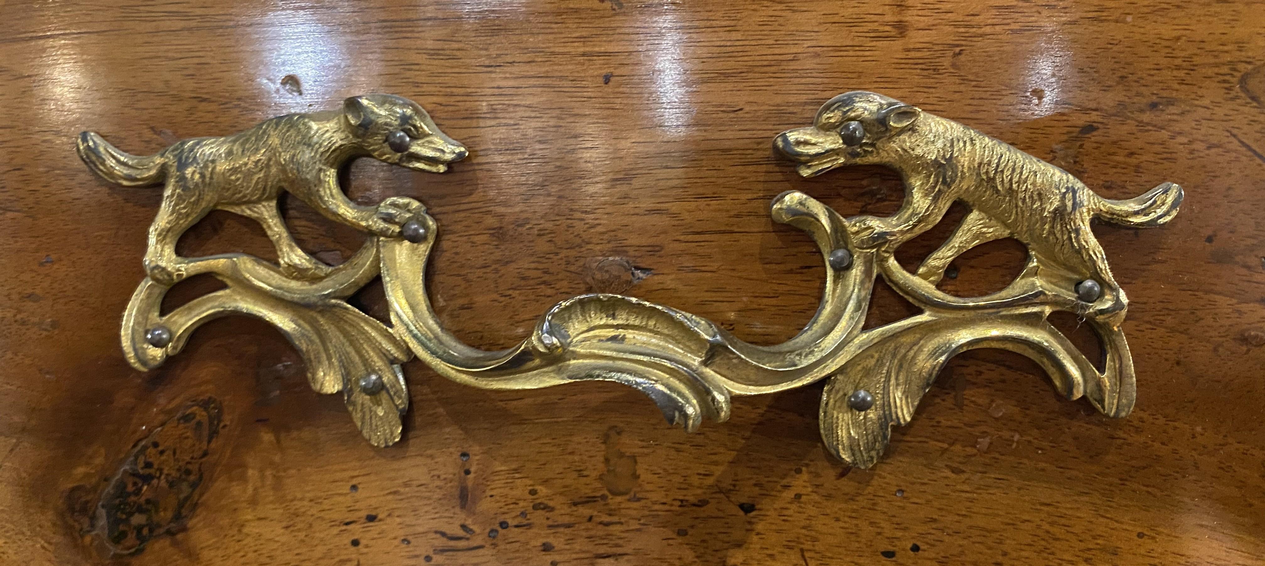 19th Century Continental Walnut Semainier with Dog Motif Drawer Pulls For Sale 3