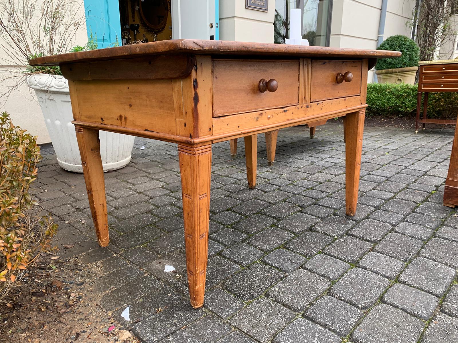 19th Century Continental Work Table with Two Drawers In Good Condition For Sale In Atlanta, GA