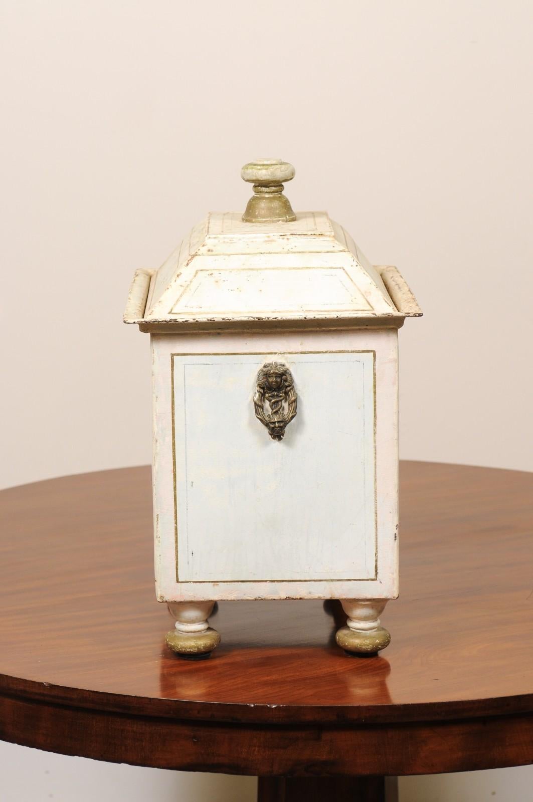 19th Century Continential English Painted Coal Scuttle with Liner For Sale 4
