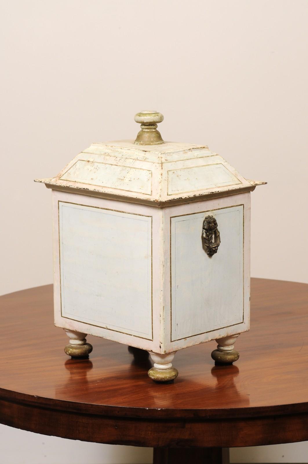 19th Century Continential English Painted Coal Scuttle with Liner For Sale 5