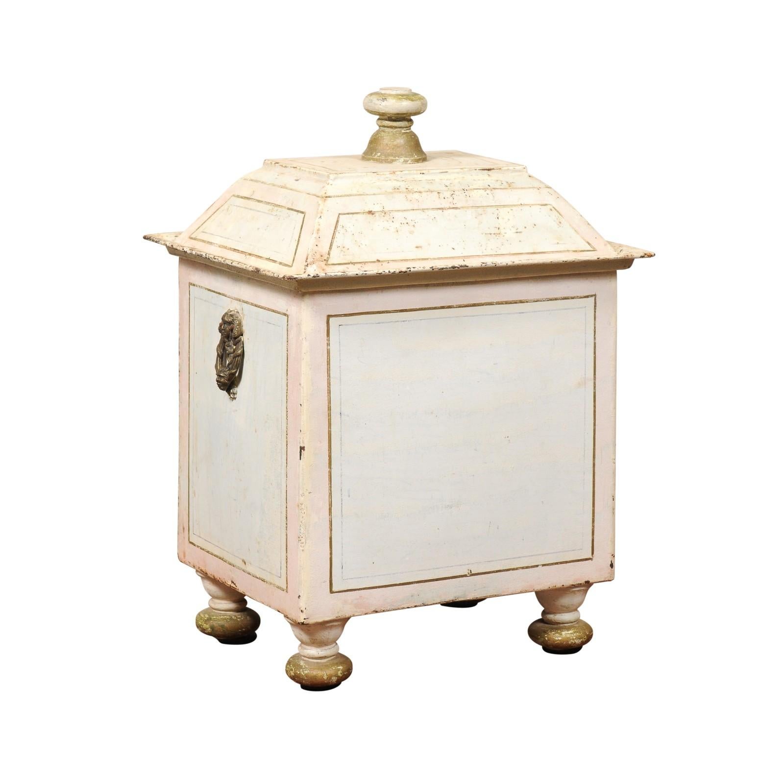 19th Century Continential English Painted Coal Scuttle with Liner For Sale 7