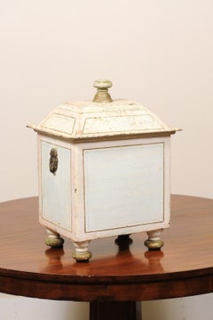 19th Century Continential English Painted Coal Scuttle with Liner