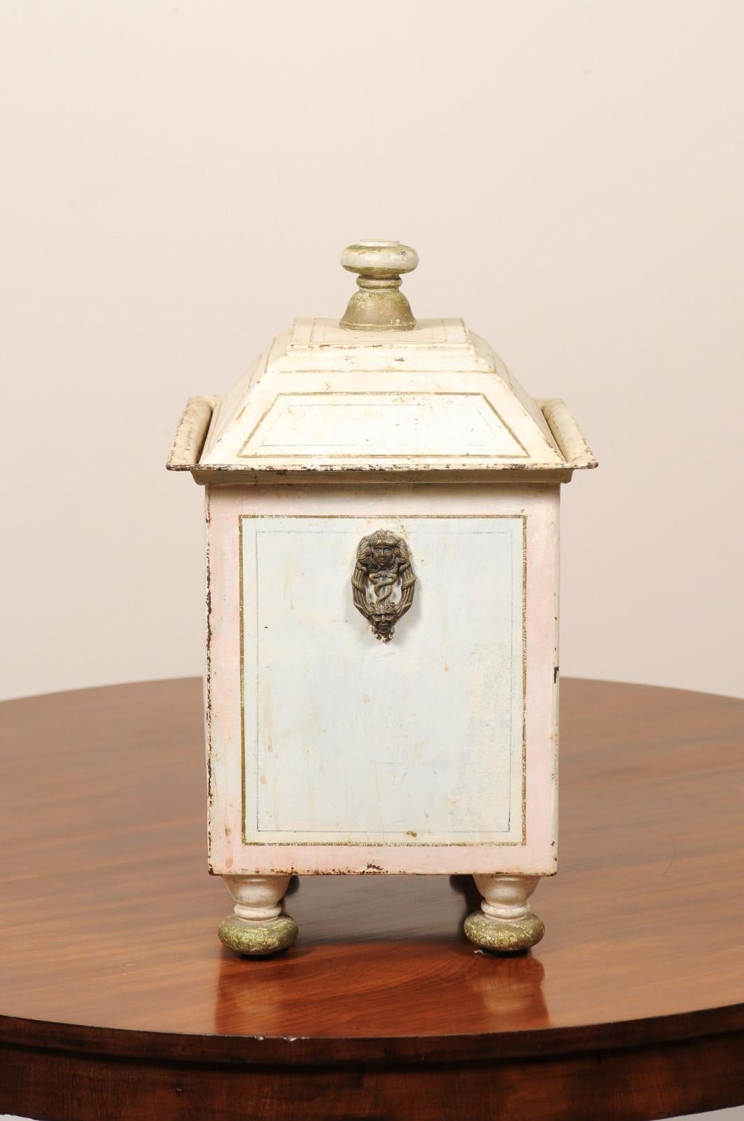 19th Century Continential English Painted Coal Scuttle with Liner For Sale 2