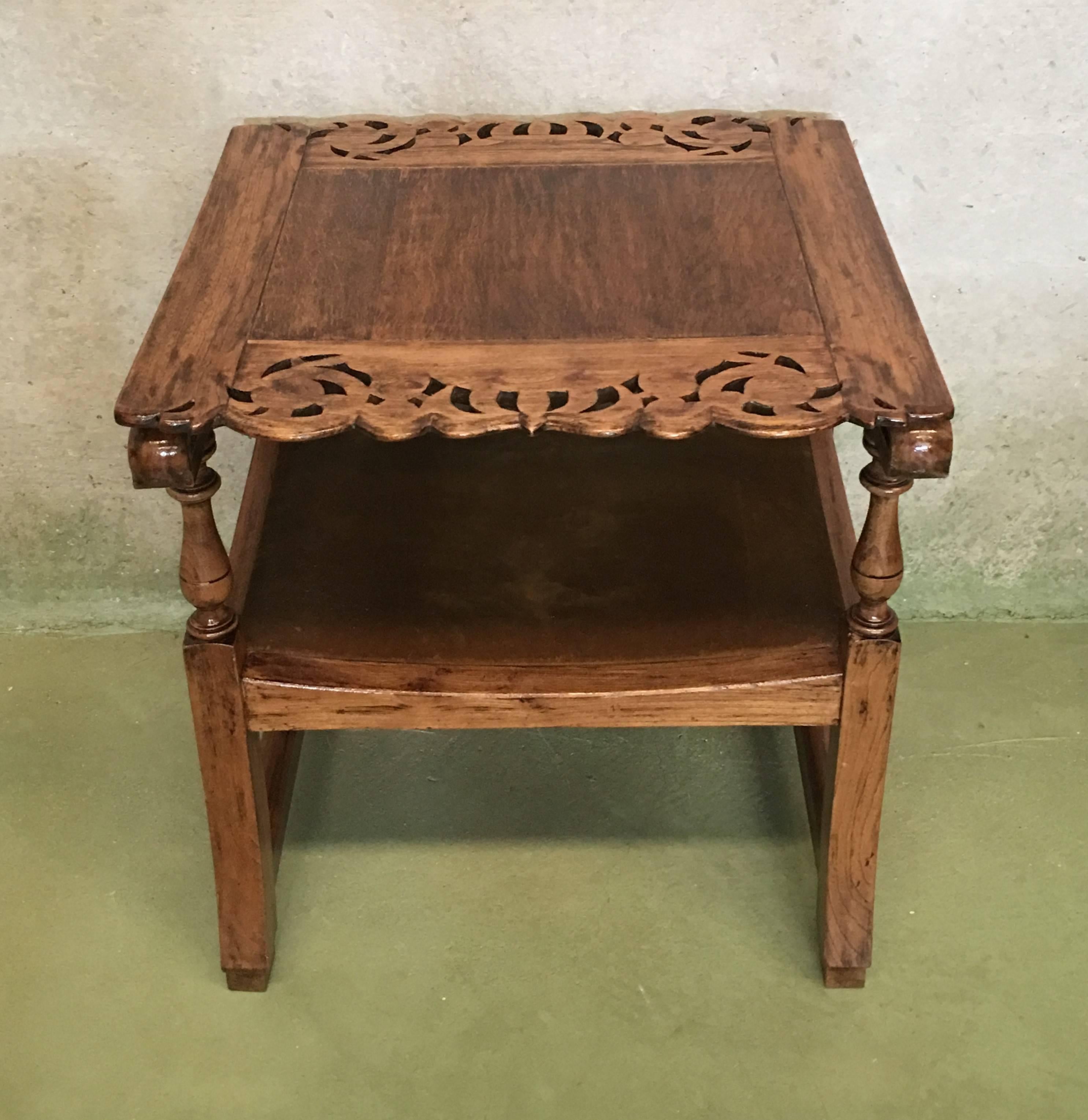 19th Century Convertible Monk's Chair or End Table. Walnut foldable Armchair 5