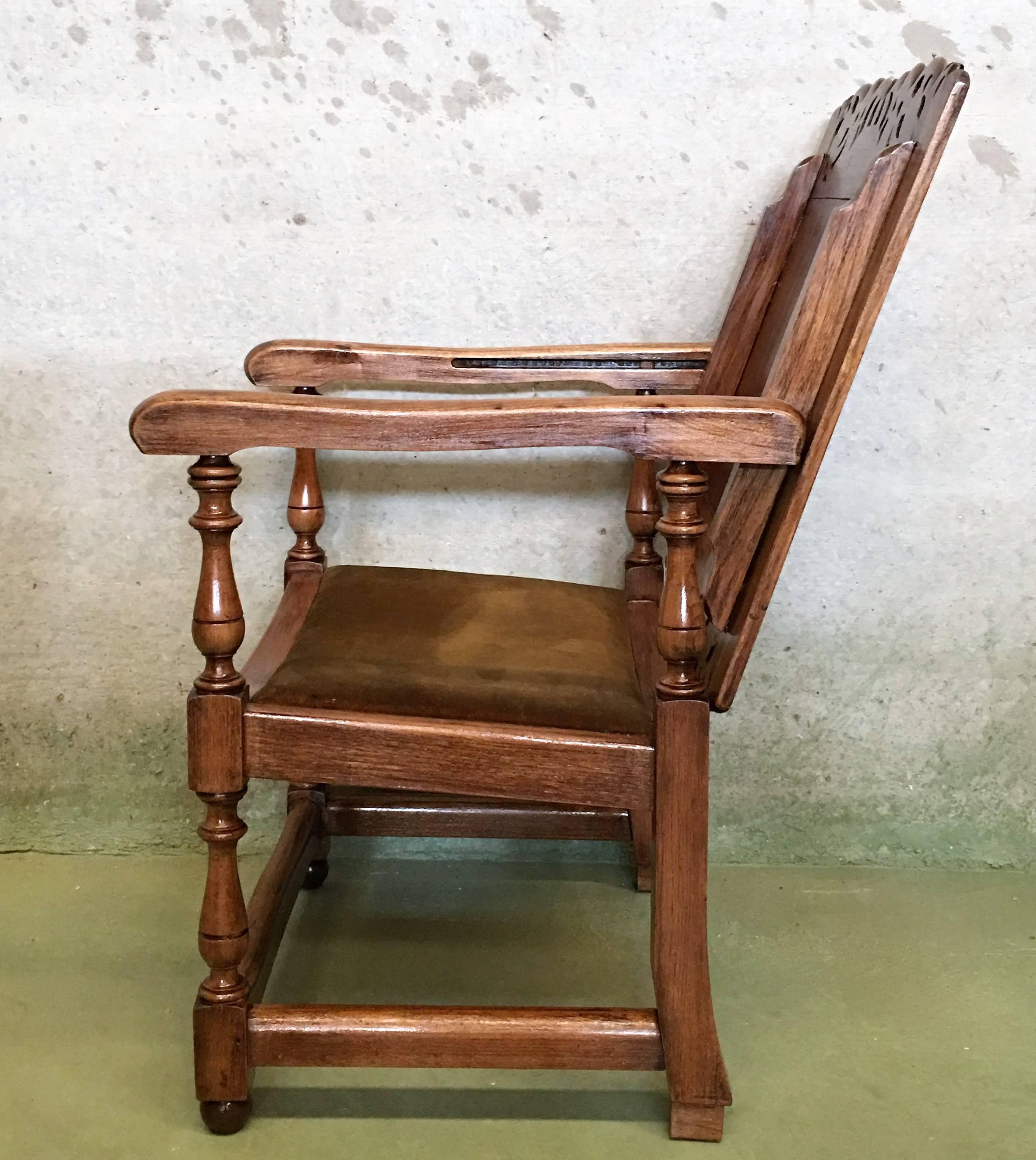 19th Century Convertible Monk's Chair or End Table. Walnut foldable Armchair 1