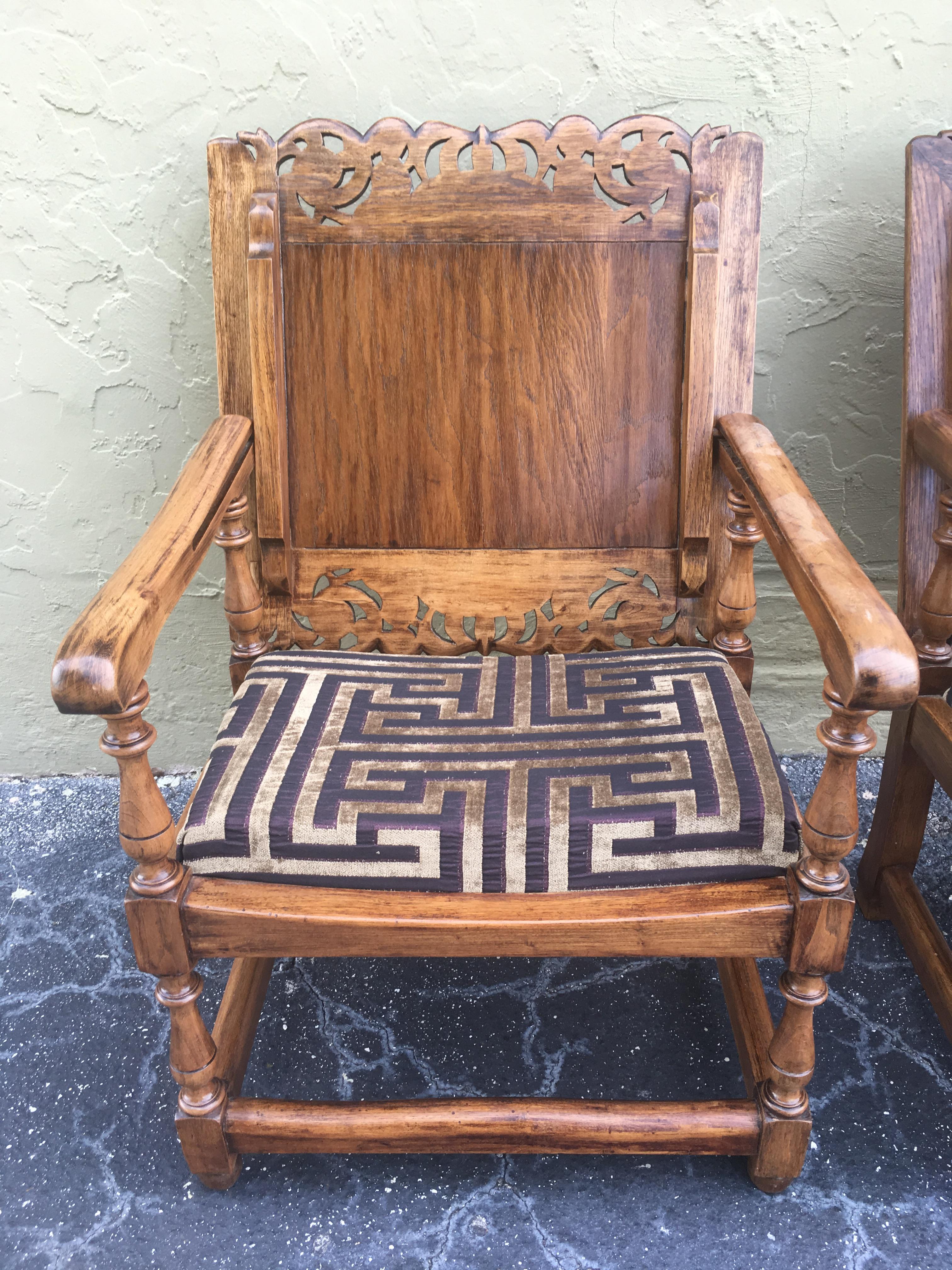 Velvet 19th Century Convertible Pair of Monk's Chair or End Table, Foldable Armchair For Sale