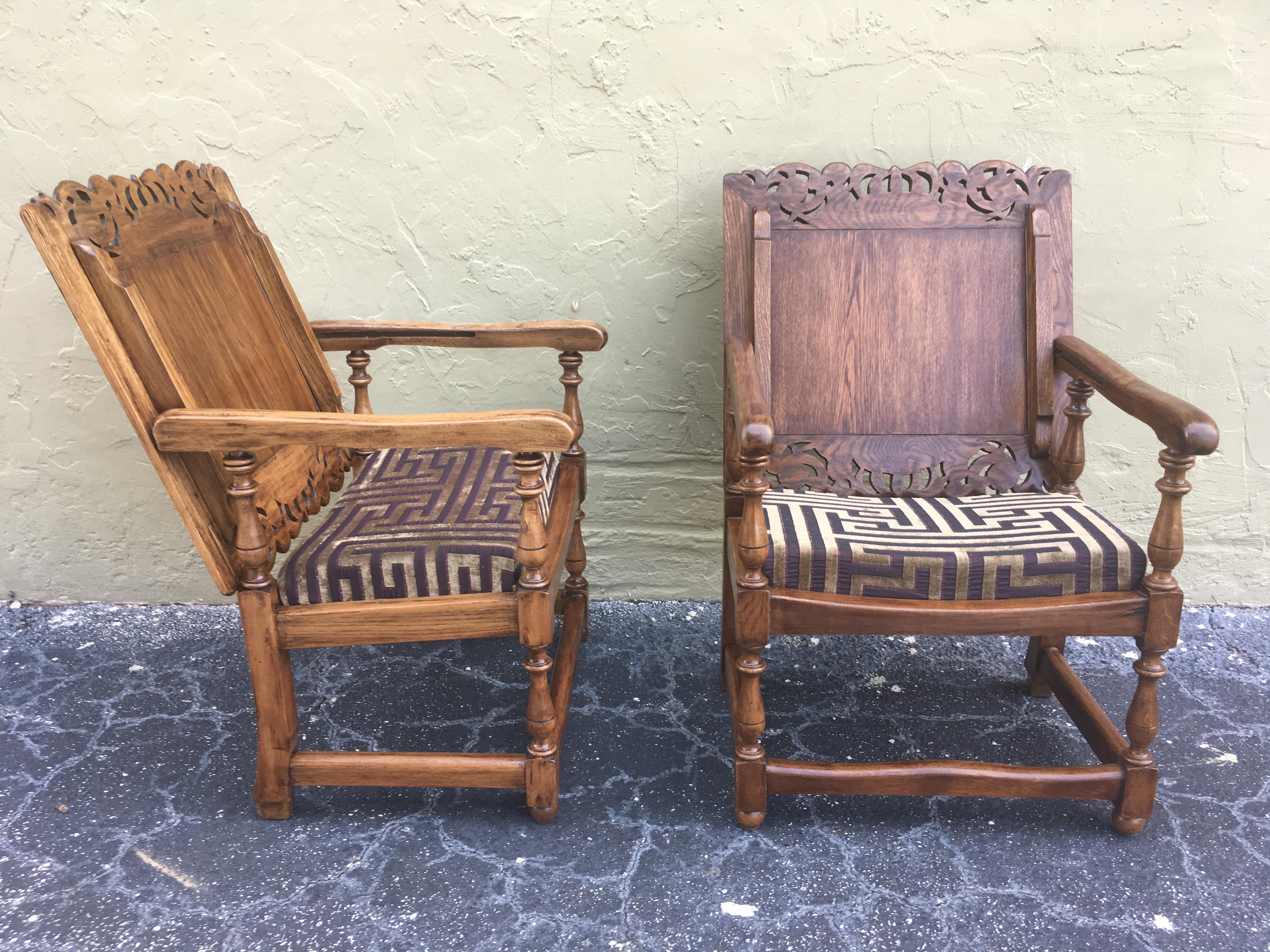 19th Century Convertible Pair of Monk's Chair or End Table, Foldable Armchair In Good Condition In Miami, FL