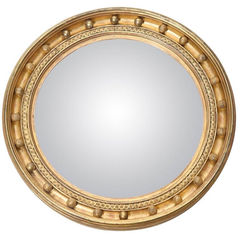 English 19th Century Convex Mirror with Original Glass For Sale